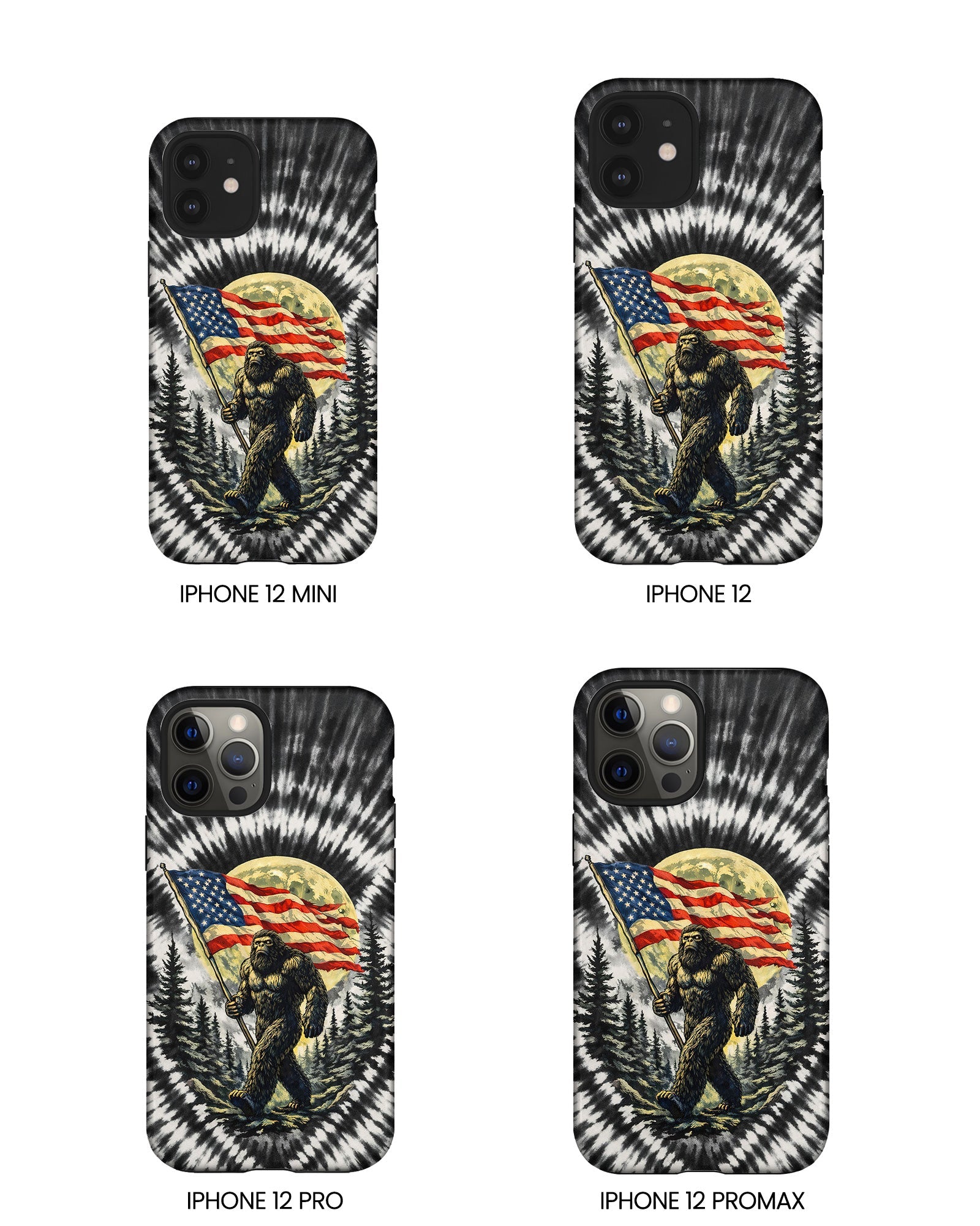 BIGFOOT WITH FLAG MOON SWIRL PHONE CASE  - TLNT0805261