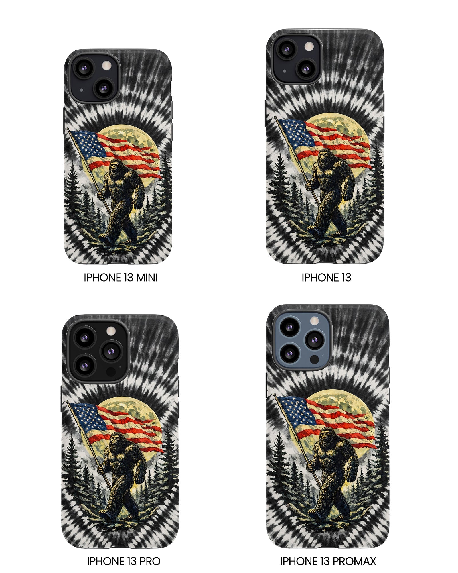 BIGFOOT WITH FLAG MOON SWIRL PHONE CASE  - TLNT0805261
