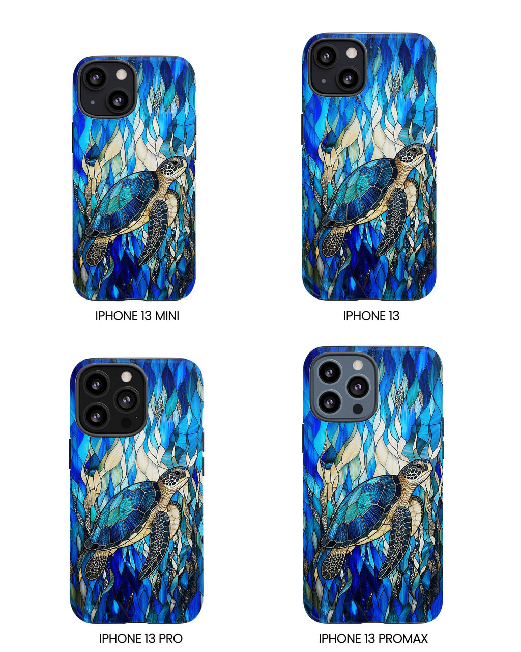 SEA TURTLE SWIMMING STAINED GLASS PHONE CASE  - TLNT0505261
