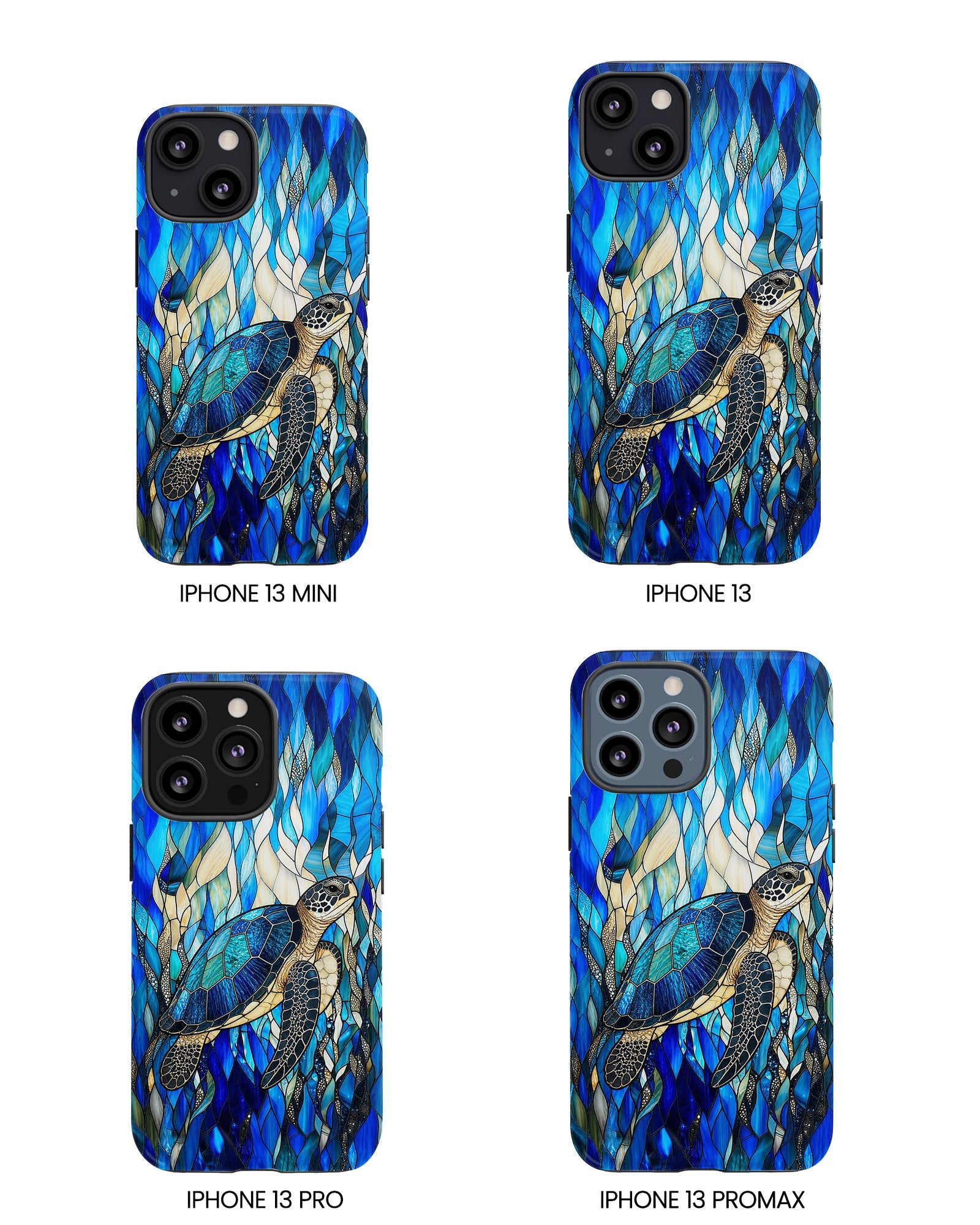 SEA TURTLE SWIMMING STAINED GLASS PHONE CASE  - TLNT0505261
