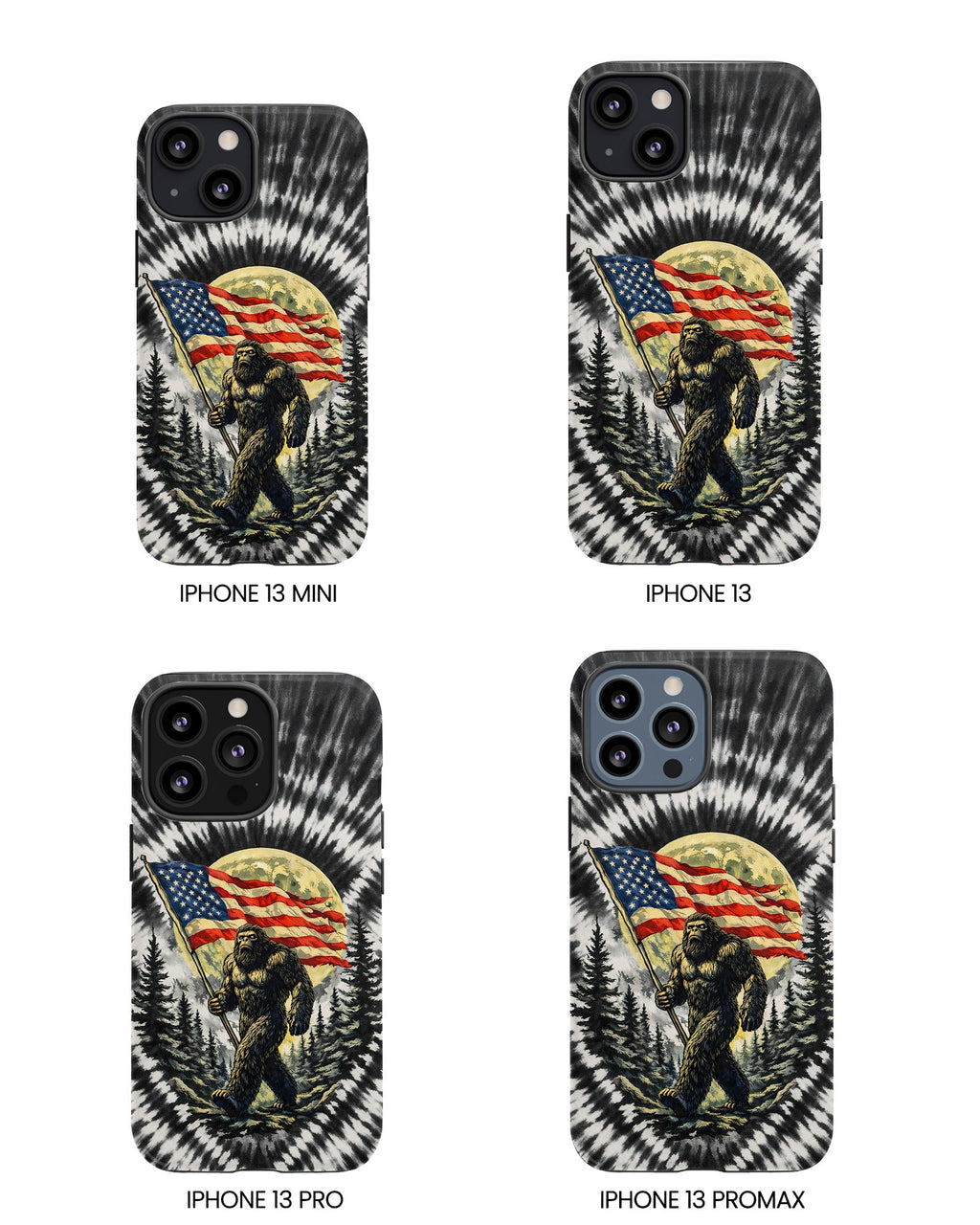 BIGFOOT WITH FLAG MOON SWIRL PHONE CASE  - TLNT0805261