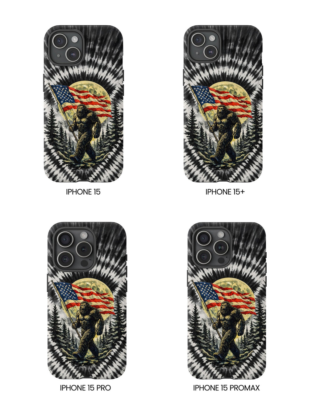 BIGFOOT WITH FLAG MOON SWIRL PHONE CASE  - TLNT0805261