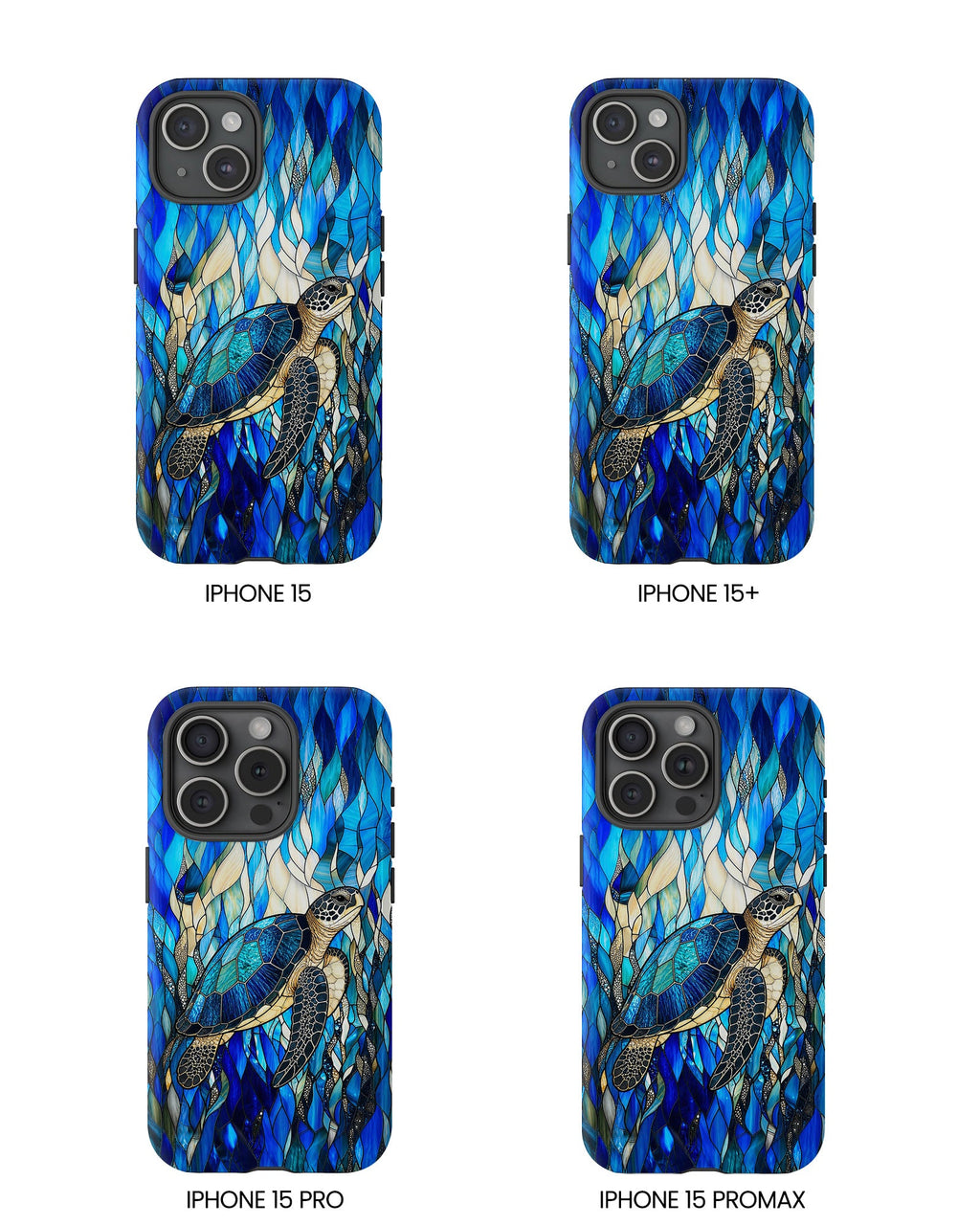 SEA TURTLE SWIMMING STAINED GLASS PHONE CASE  - TLNT0505261