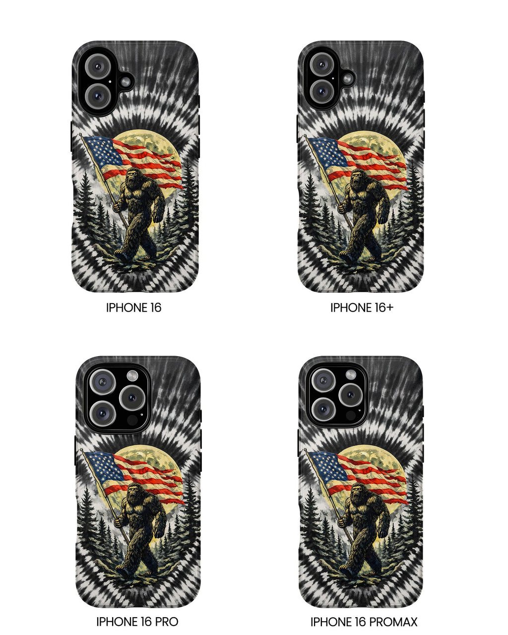 BIGFOOT WITH FLAG MOON SWIRL PHONE CASE  - TLNT0805261