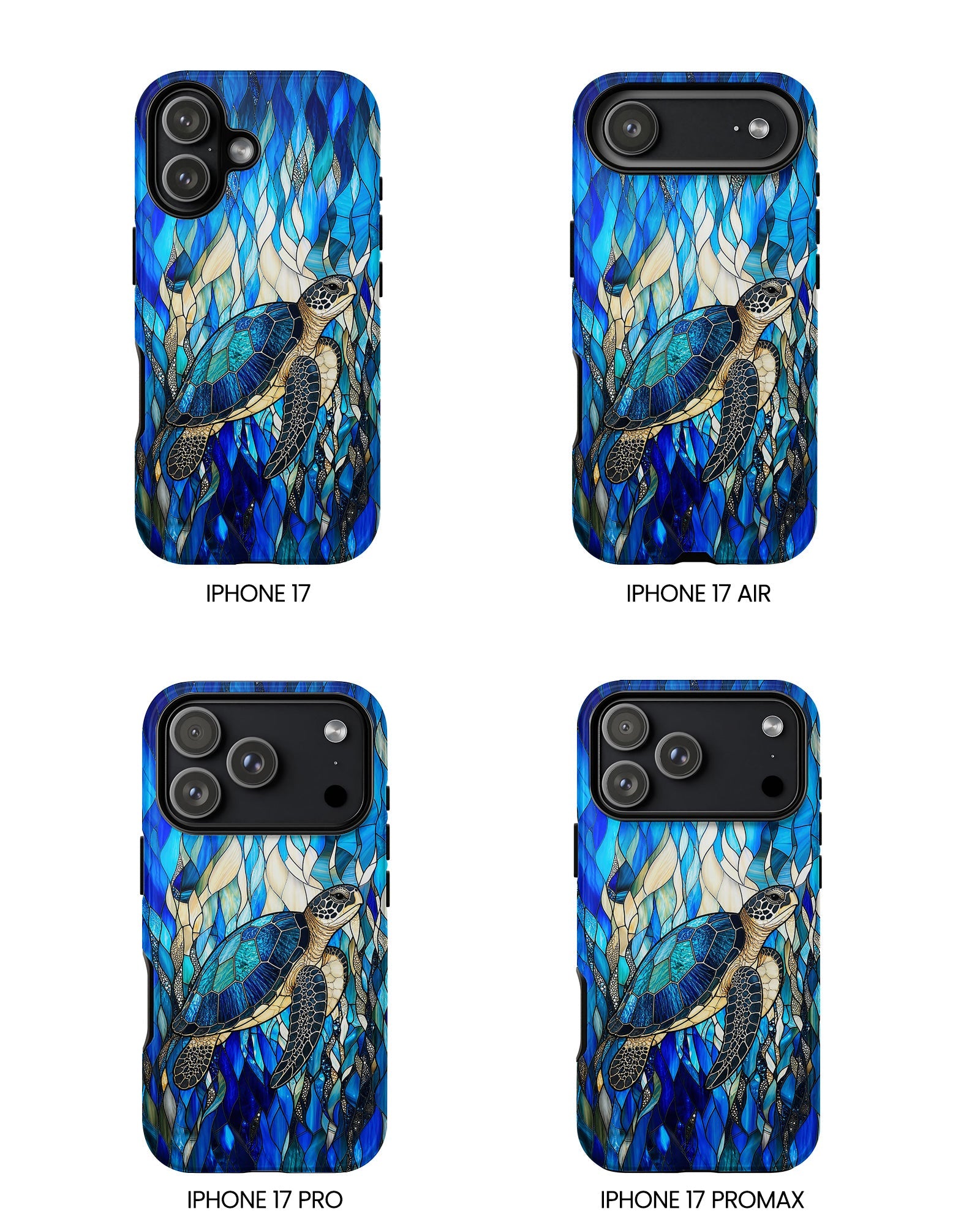 SEA TURTLE SWIMMING STAINED GLASS PHONE CASE  - TLNT0505261
