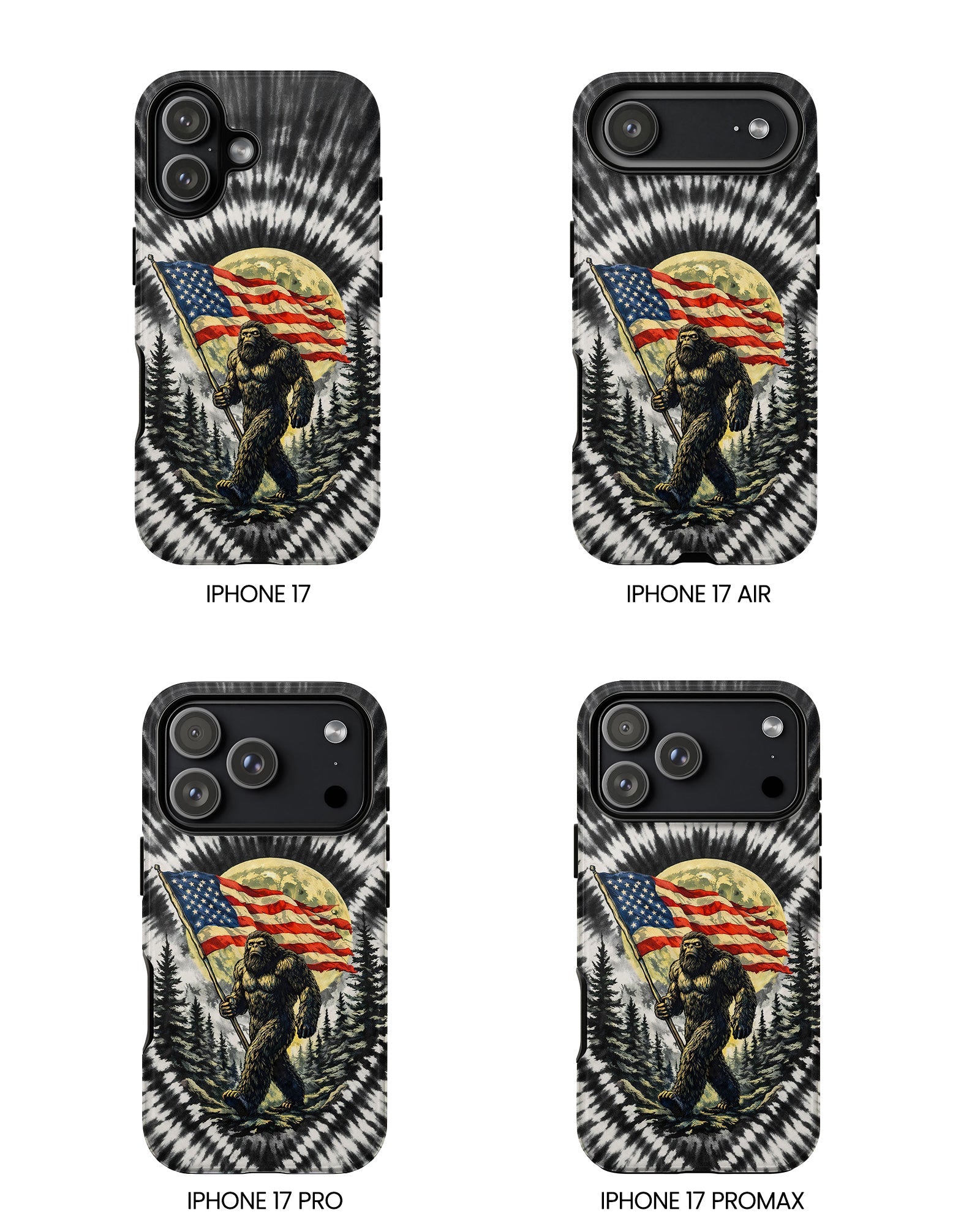 BIGFOOT WITH FLAG MOON SWIRL PHONE CASE  - TLNT0805261