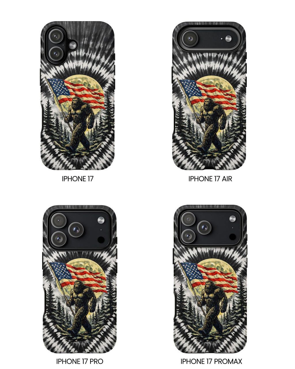 BIGFOOT WITH FLAG MOON SWIRL PHONE CASE  - TLNT0805261