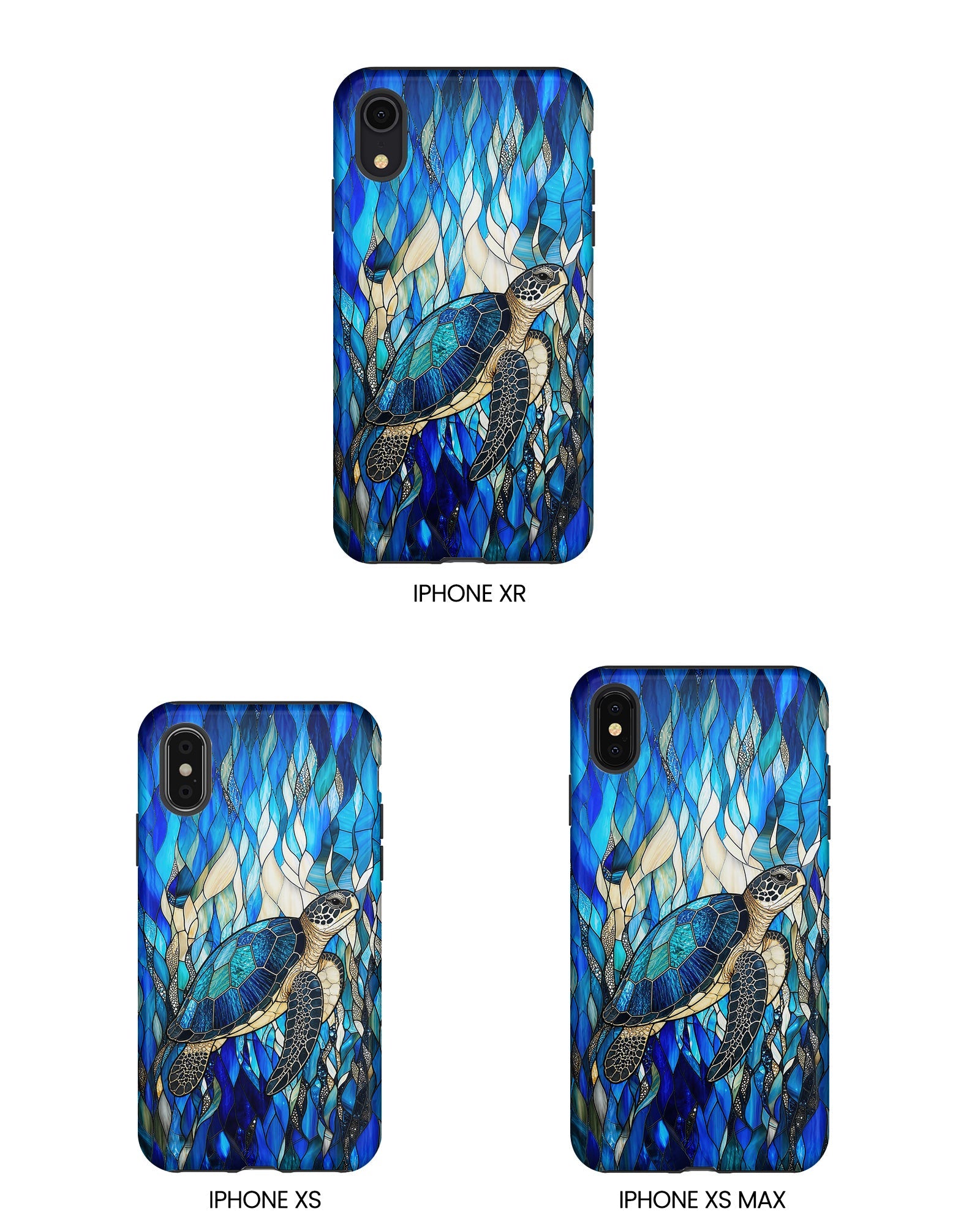 SEA TURTLE SWIMMING STAINED GLASS PHONE CASE  - TLNT0505261