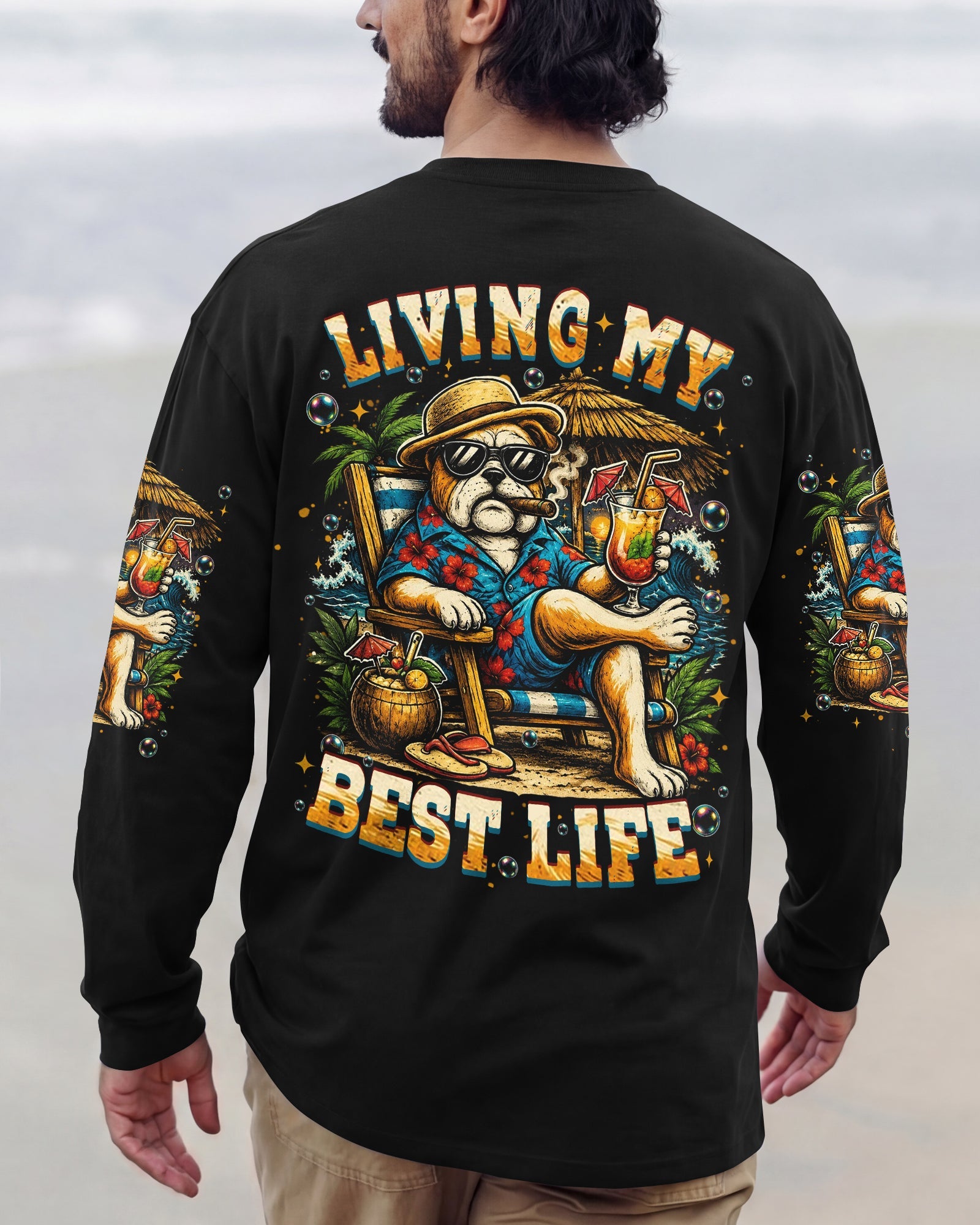 LIVING MY BEST LIFE PUG DOG ALL OVER PRINT  - TLHN0306263