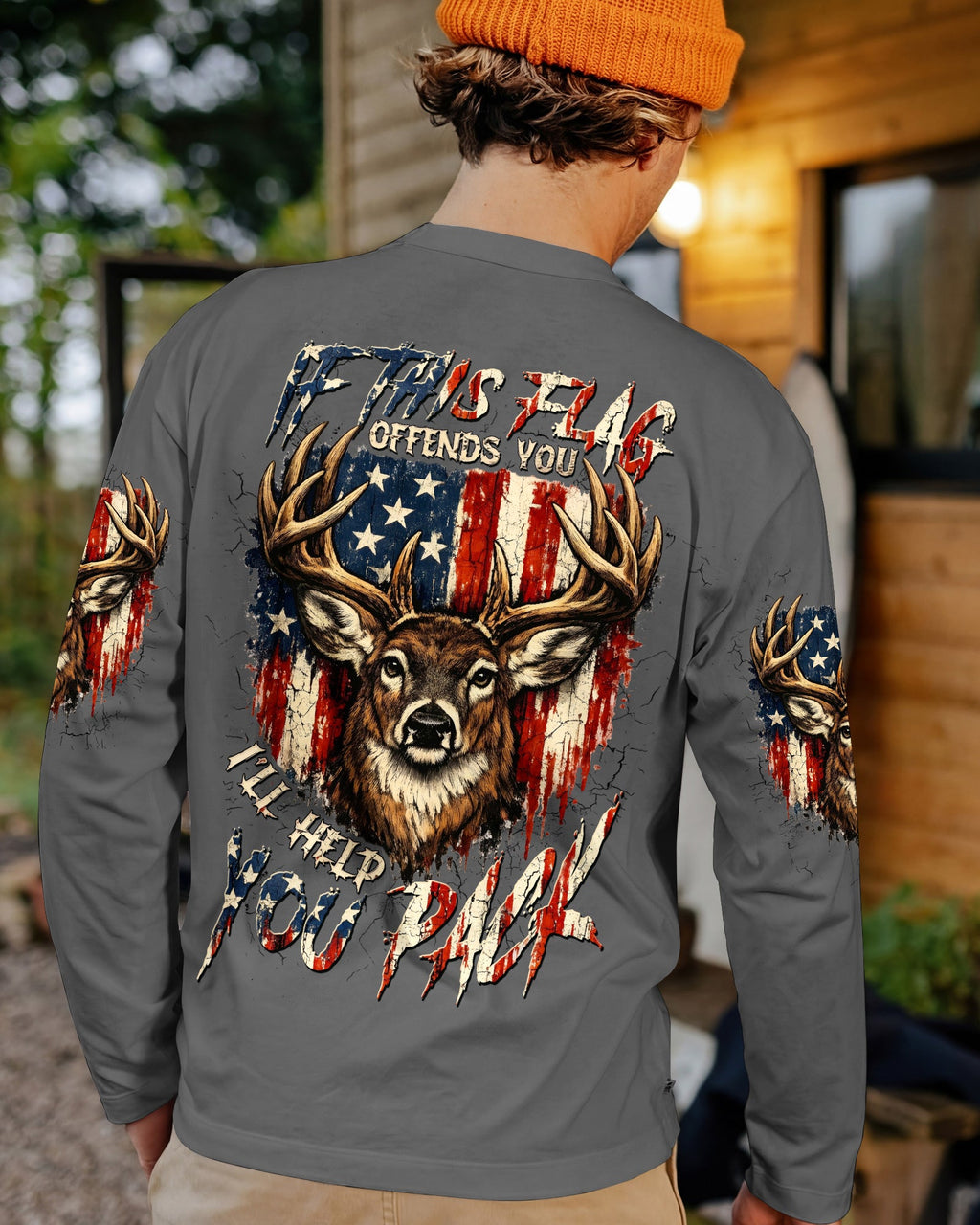 IF THIS FLAG OFFENDS YOU I'LL HELP YOU PACK DEER HUNTING  ALL OVER PRINT - TLTW0804262