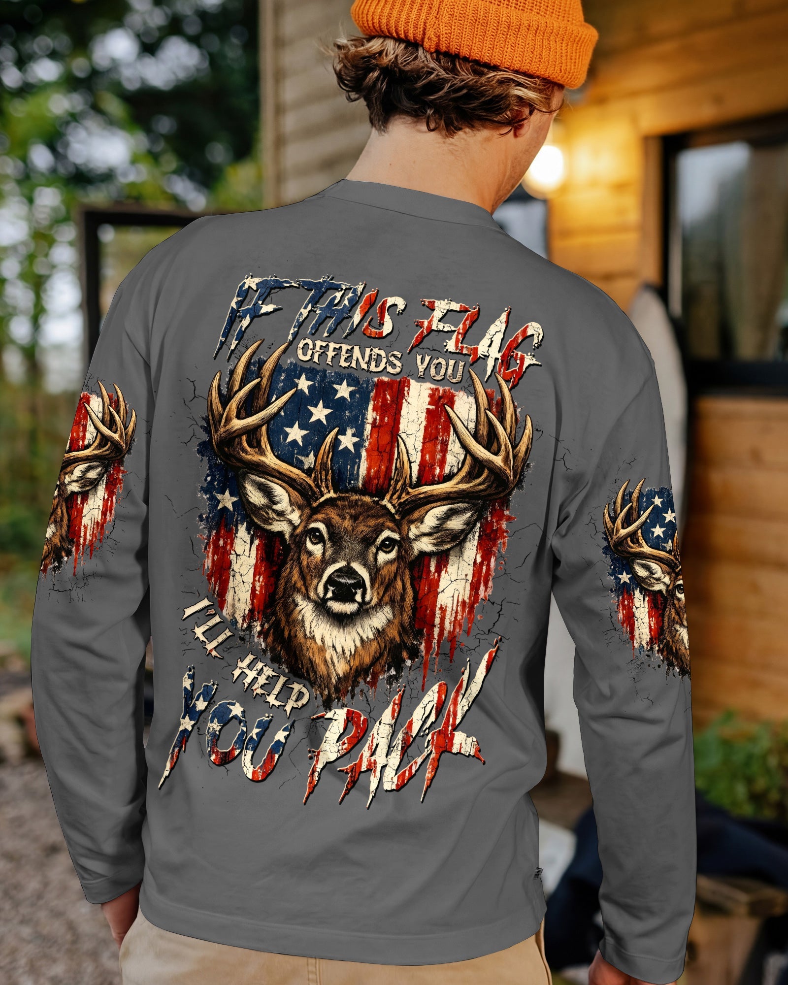 IF THIS FLAG OFFENDS YOU I'LL HELP YOU PACK DEER HUNTING  ALL OVER PRINT - TLTW0804262