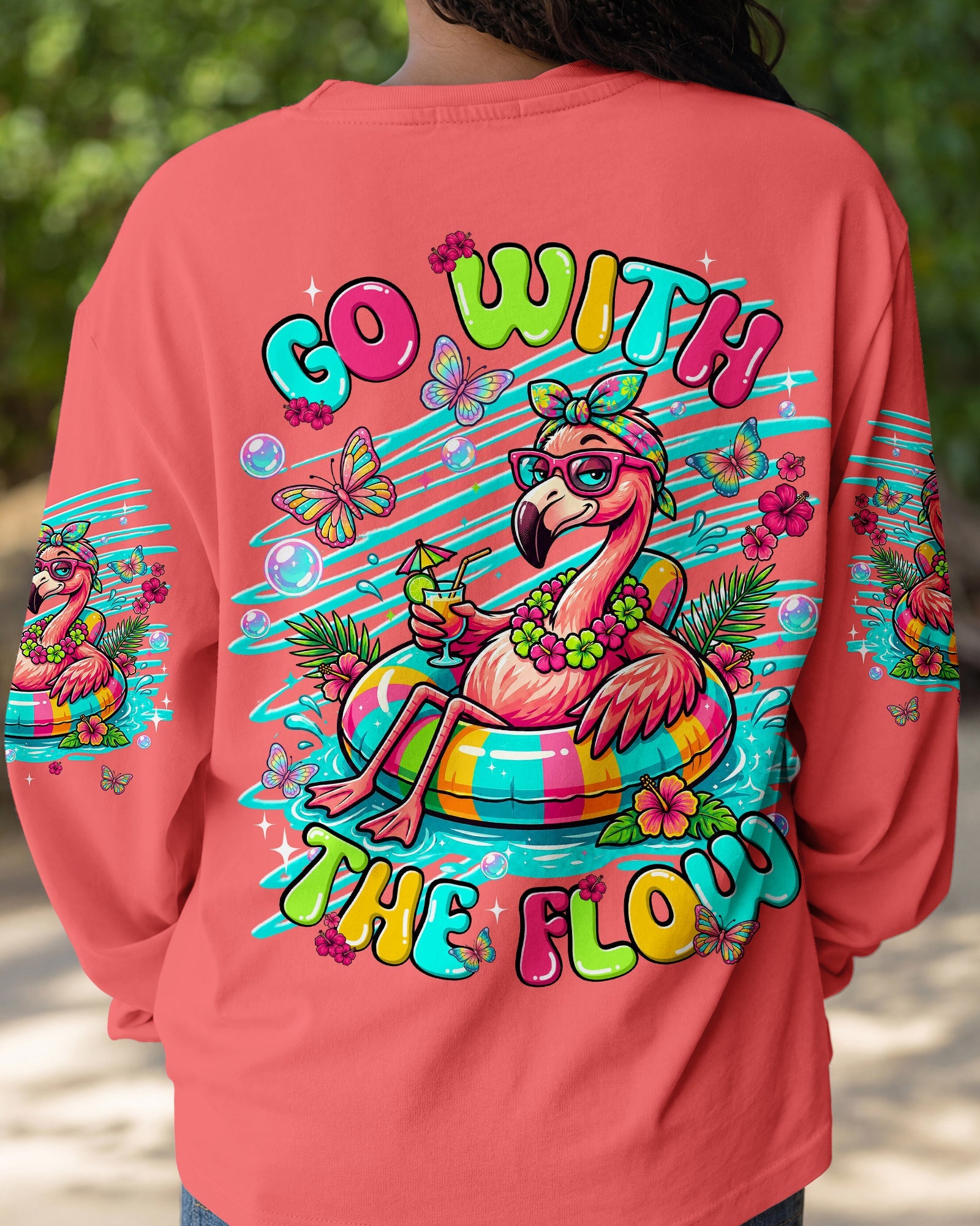 GO WITH THE FLOW FLAMINGO ALL OVER PRINT  - TLNT1806263