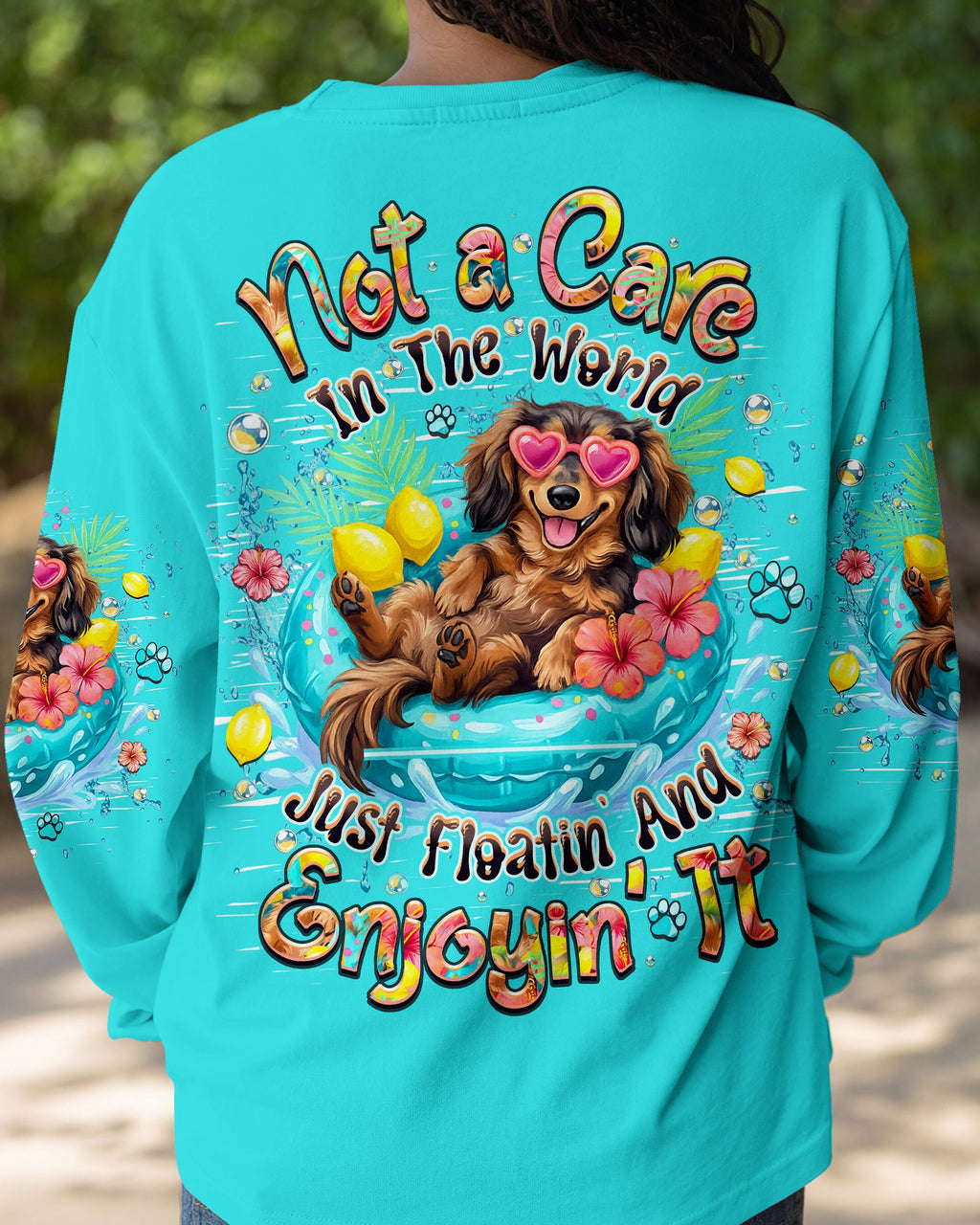 NOT A CARE IN THE WORLD DACHSHUND DOG  ALL OVER PRINT  - TLHN2105261