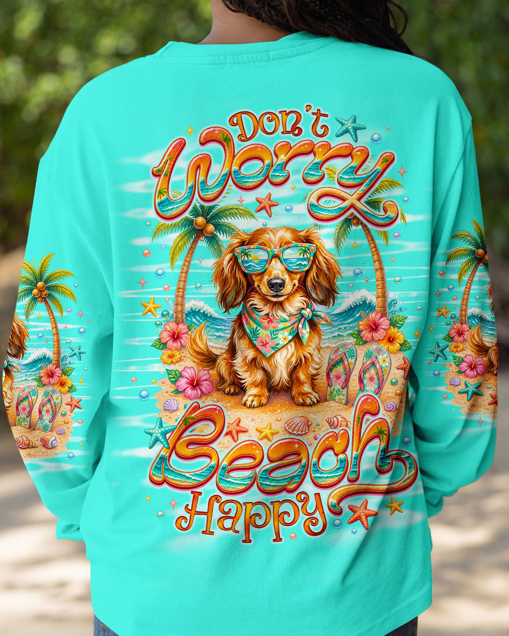 DON'T WORRY  LONG-HAIRED DACHSHUND DOG  ALL OVER PRINT - TLNO0705262