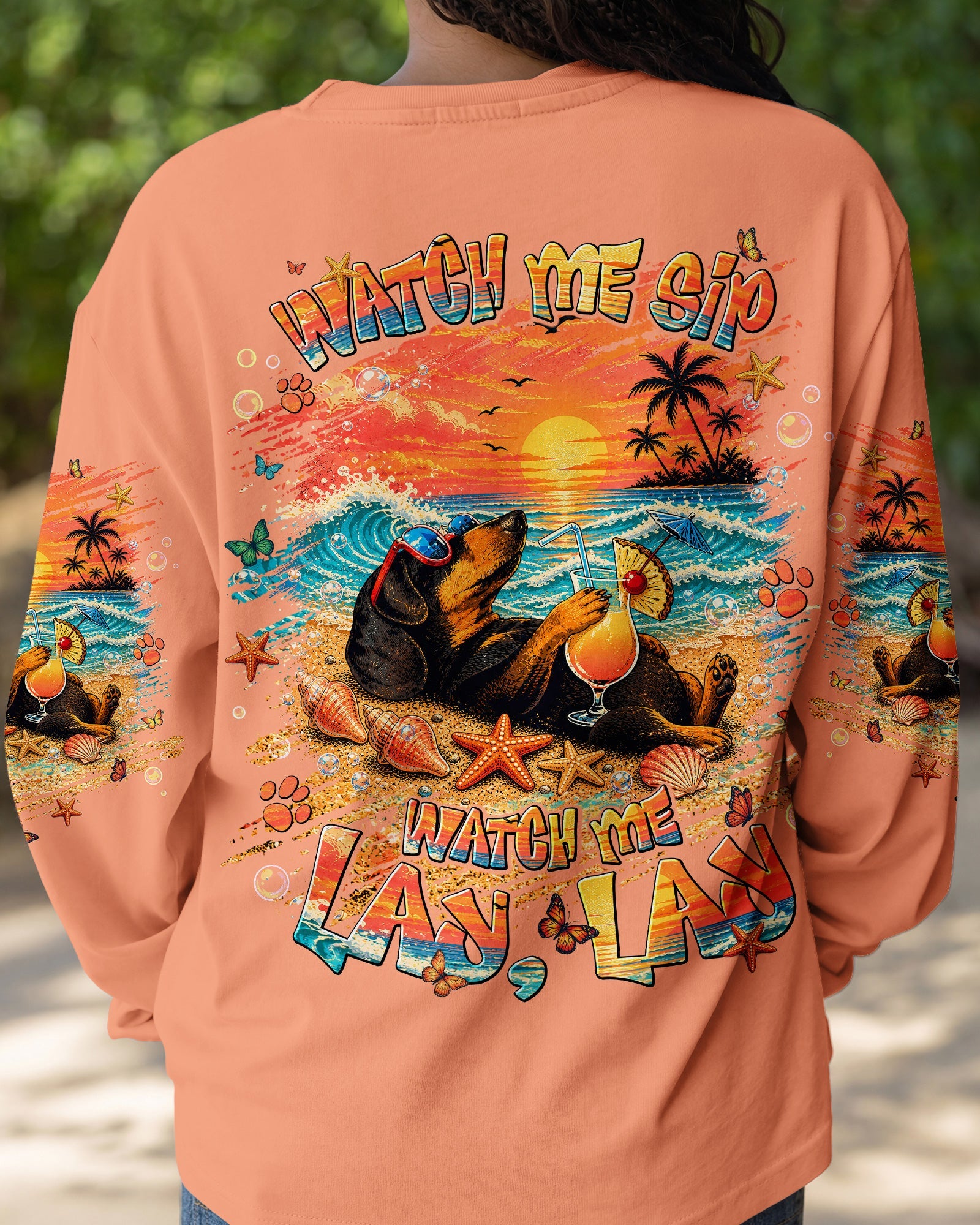 WATCH ME SIP DACHSHUND DOG ALL OVER PRINT  - TLNT2005263