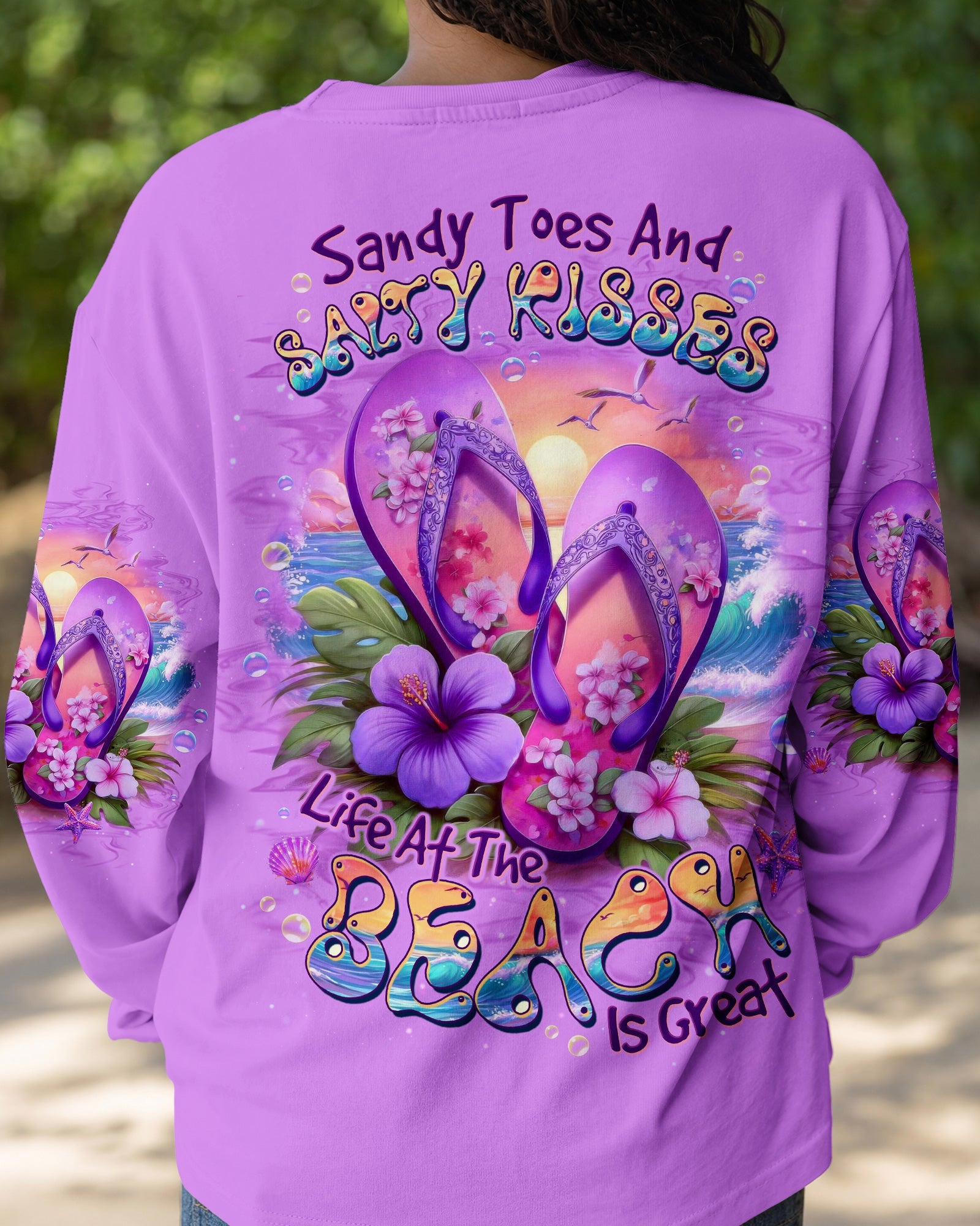 SANDY TOES AND SALTY KISSES FLIP FLOPS ALL OVER PRINT - TLTW0805263