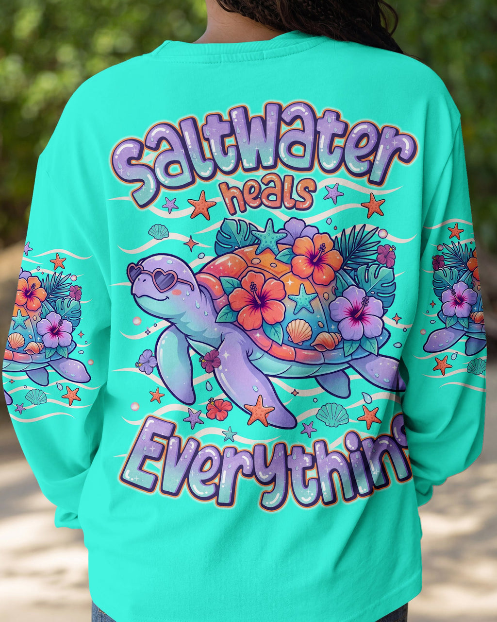 SALTWATER HEALS EVERYTHING TURTLE ALL OVER PRINT  - TLNO1507261