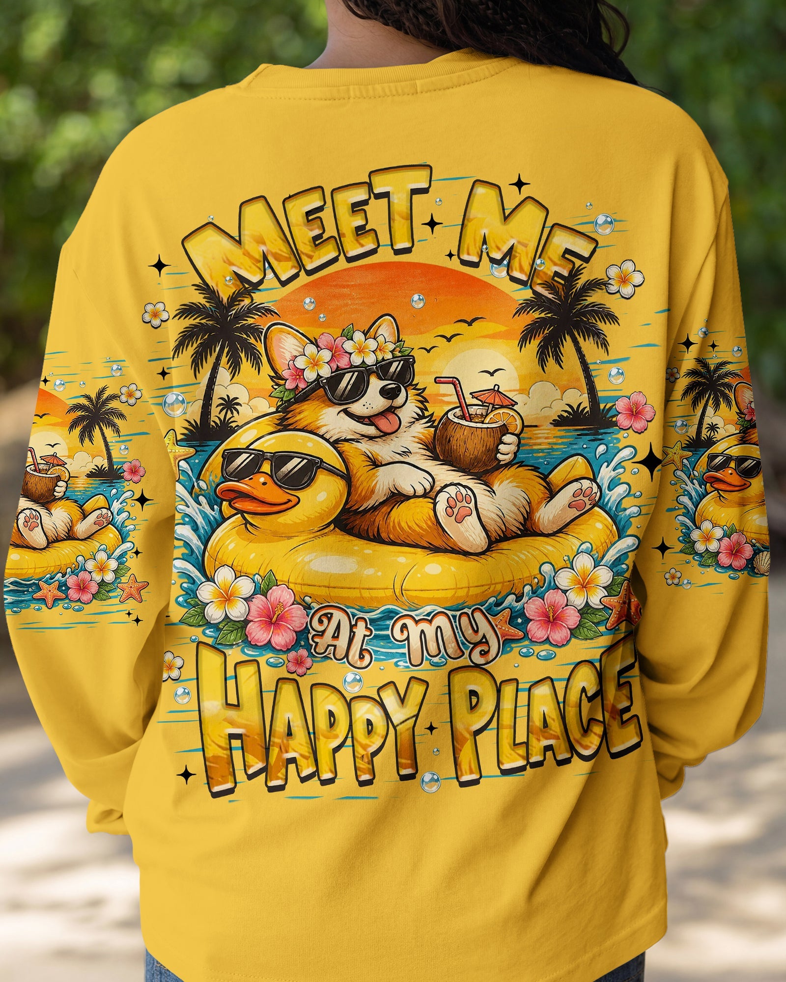 MEET ME AT MY HAPPY PLACE CORGI DOG ALL OVER PRINT   - TLHN2605263