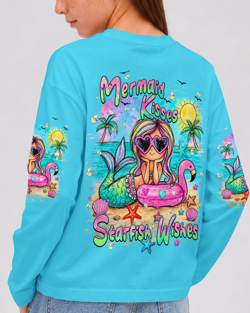 MERMAID KISSES STARFISH WISHES KIDS ALL OVER PRINT  - TLHN2505261