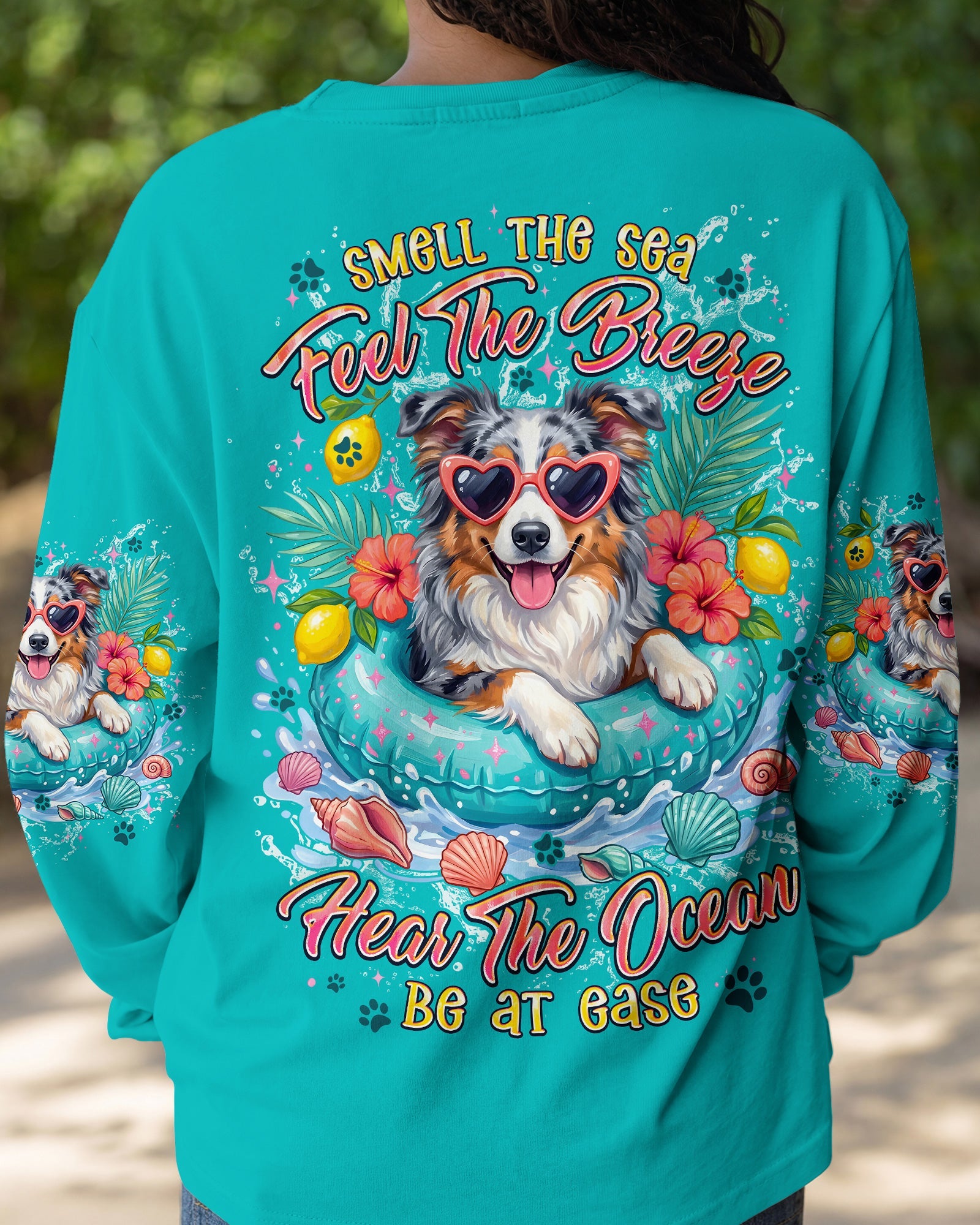 SMELL THE SEA FEEL THE BREEZE AUSTRALIAN SHEPHERD DOG ALL OVER PRINT - TYPQ0106261