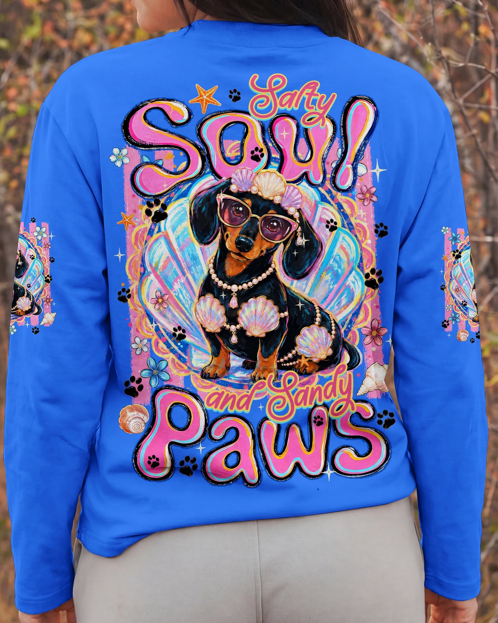 SALTY SOUL AND SANDY PAWS DACHSHUND DOG ALL OVER PRINT - TYQY0506263