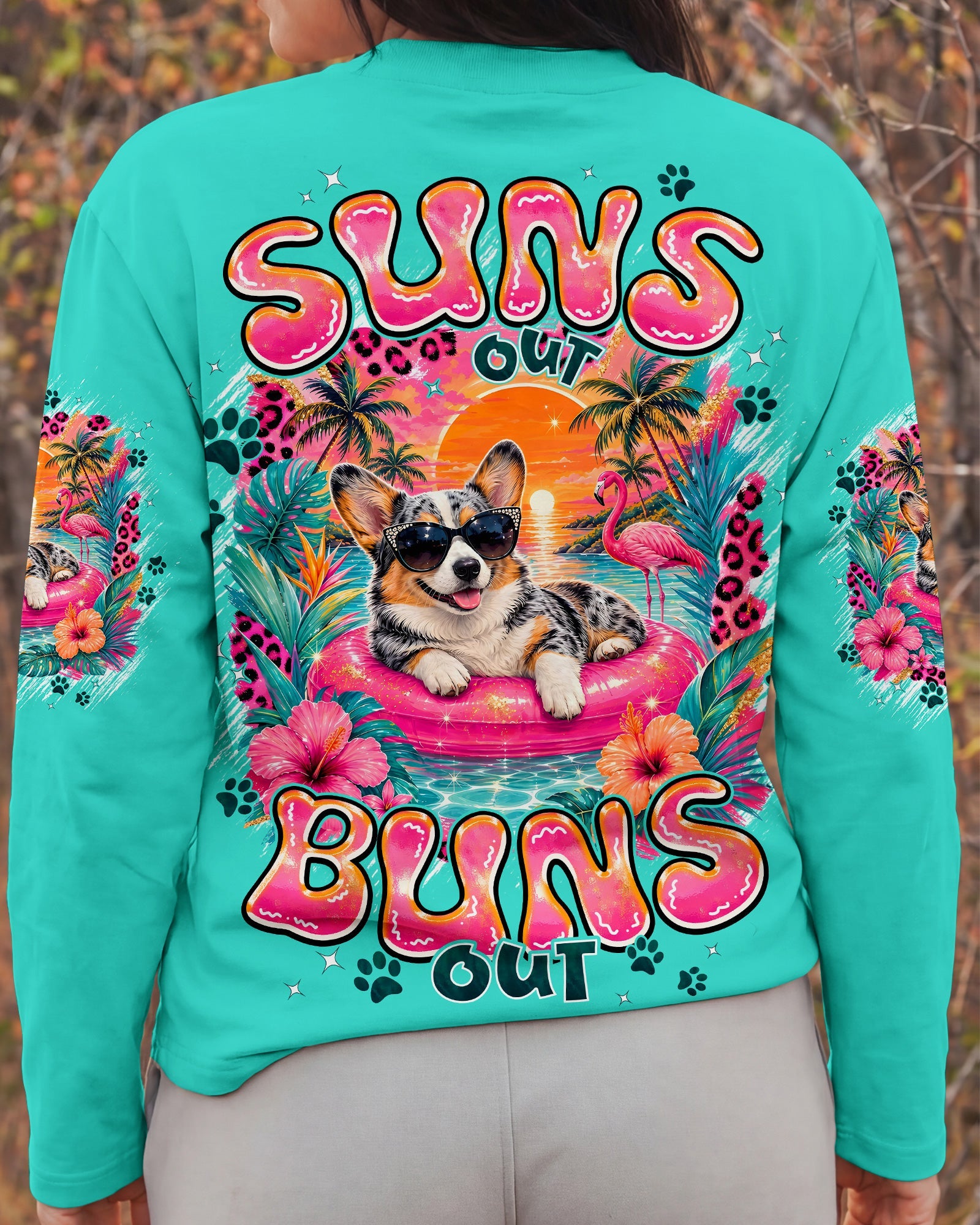 SUN'S OUT BUNS OUT CORGI DOG ALL OVER PRINT - TYPQ1306263