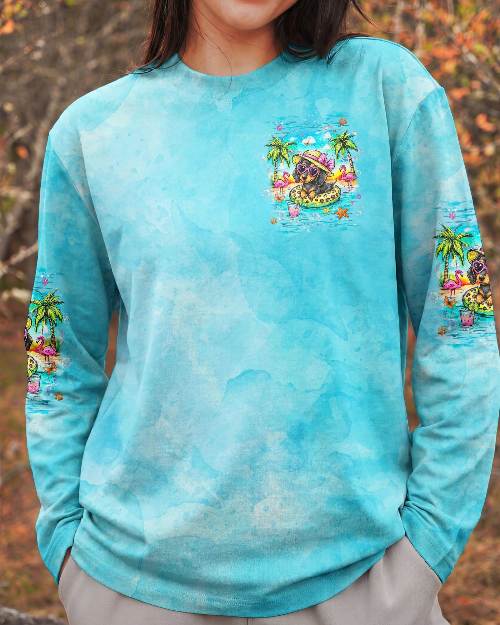 FLOAT DRINK TAN REPEAT DACHSHUND DOG ALL OVER PRINT -  TLHG2205263