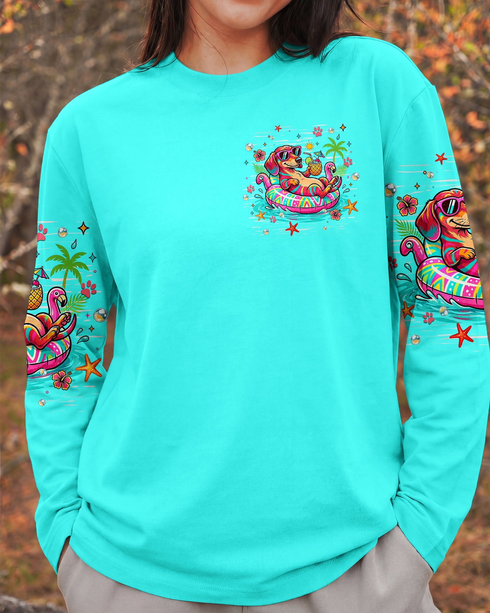FLOAT DRINK TAN REPEAT DACHSHUND DOG ALL OVER PRINT  - TLHN1806263
