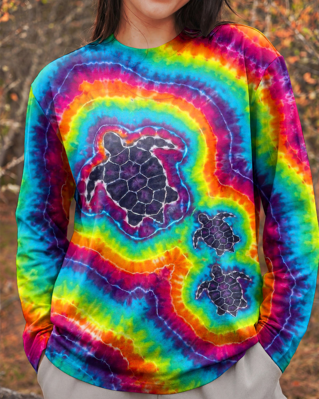 THREE SEA TURTLES COLORFUL SWIRL  ALL OVER PRINT  - TLTW1906263