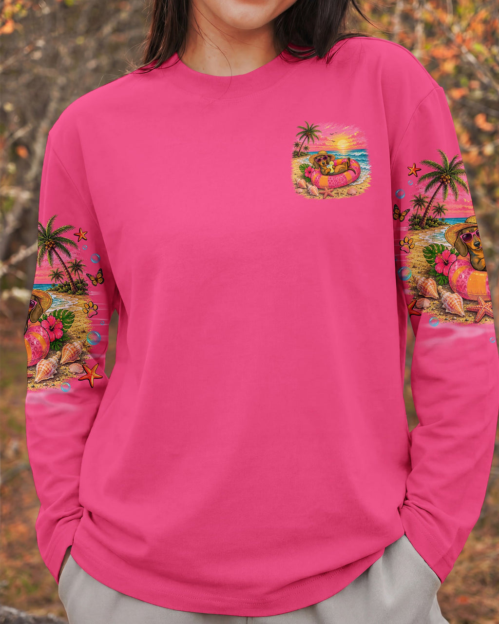 SANDY PAWS AND SALTY KISSES DACHSHUND DOG ALL OVER PRINT  - TLNO2105261