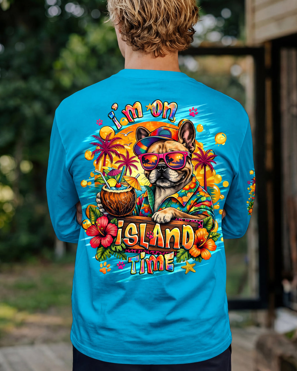 I'M ON ISLAND TIME FRENCH BULLDOG ALL OVER PRINT - TLHG2105262