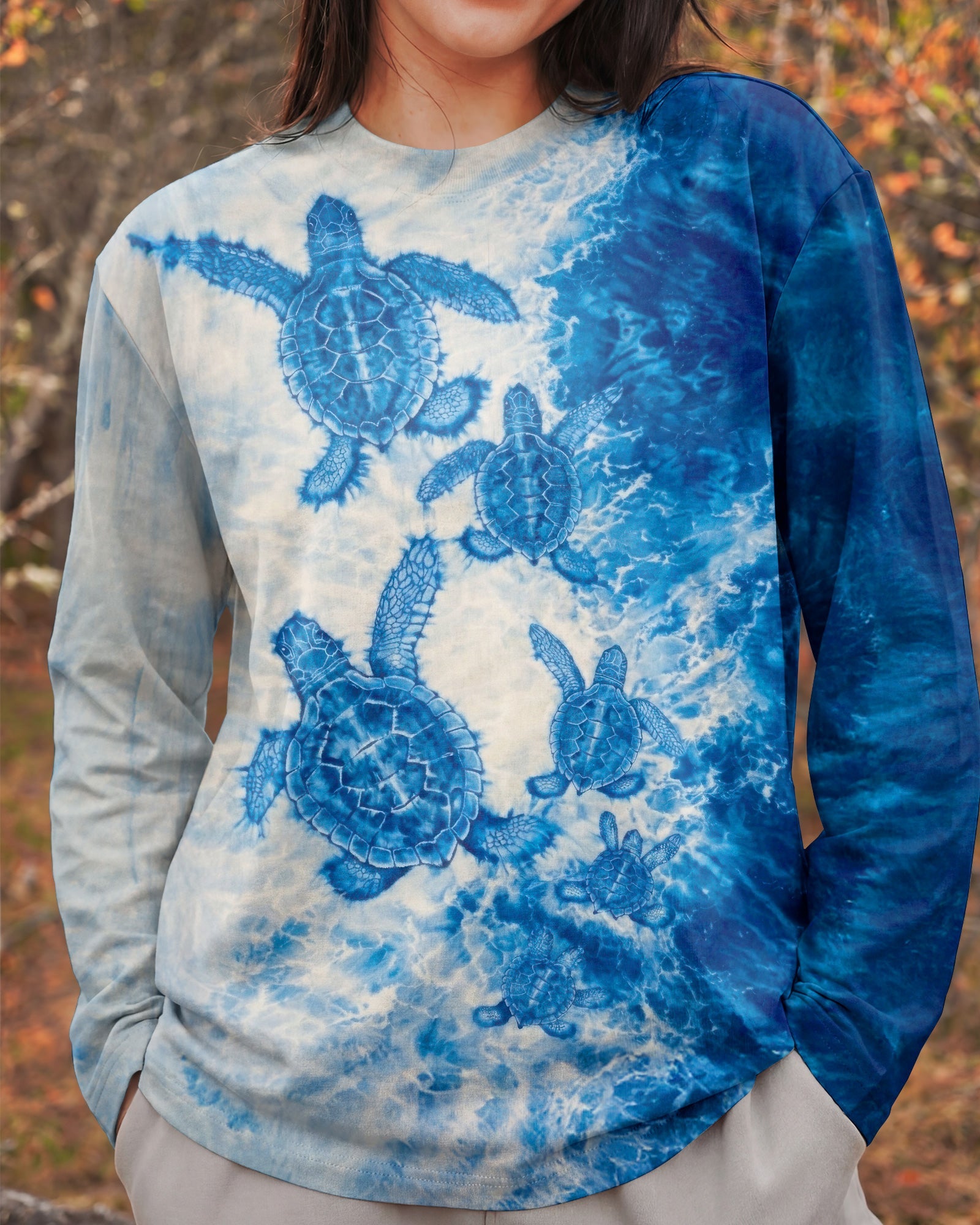 SEA TURTLE FAMILY WAVES  ALL OVER PRINT - TLTW1504263