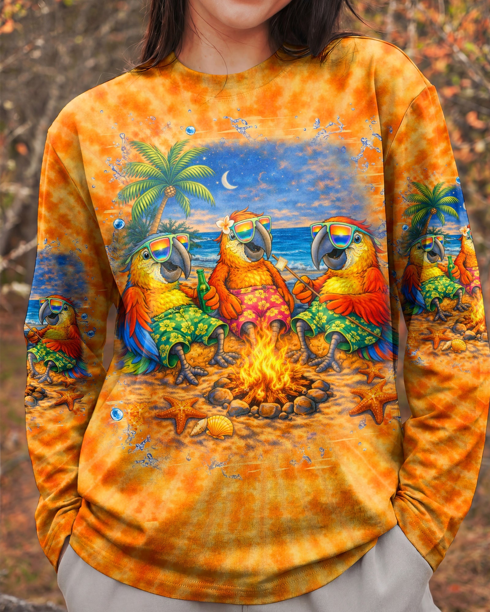 I'M ON ISLAND TIME PARROT SWIRL ALL OVER PRINT    - TLHN0705262