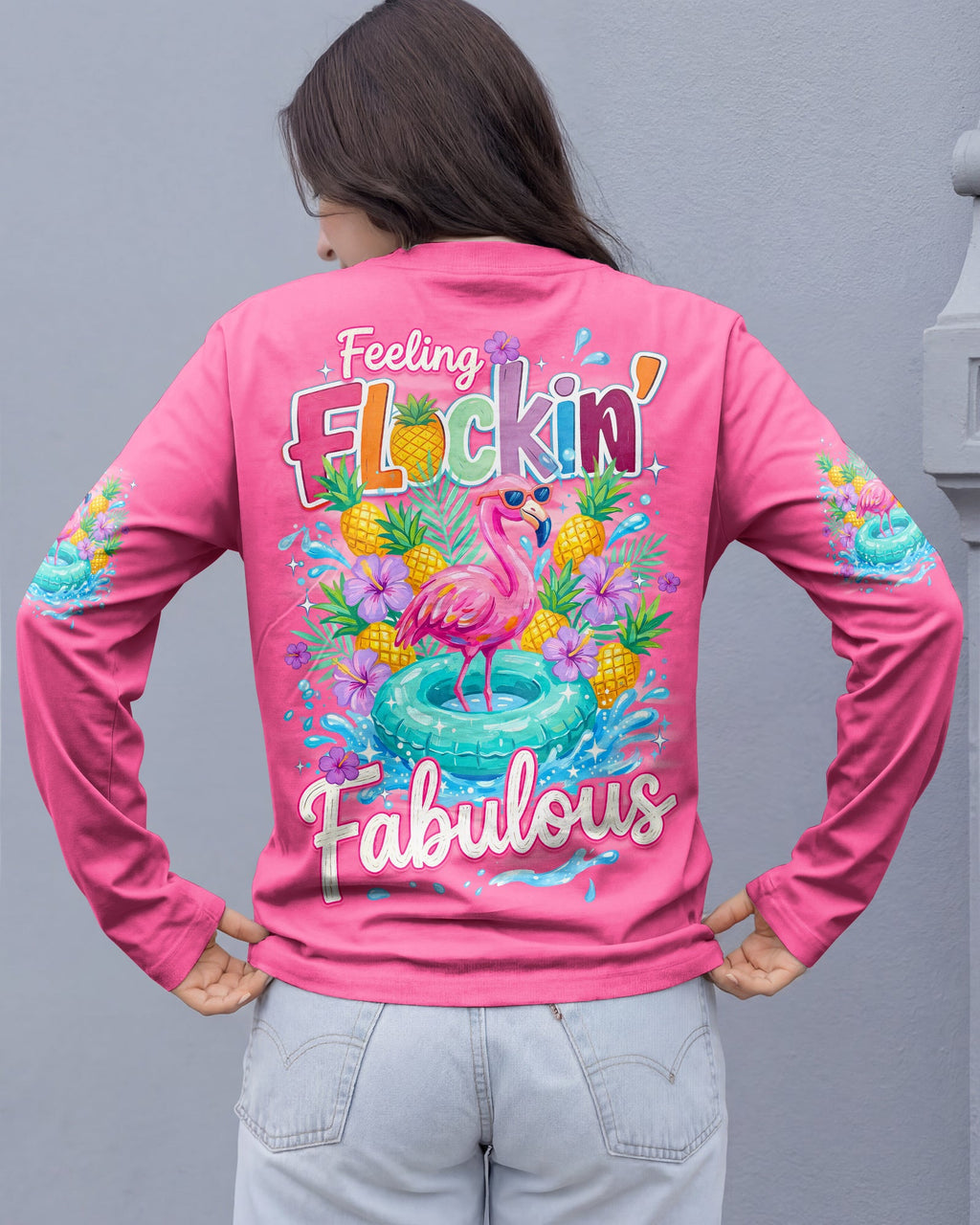 FEELING FLOCKIN' FABULOUS FLAMINGO ALL OVER PRINT - TYQY1004263