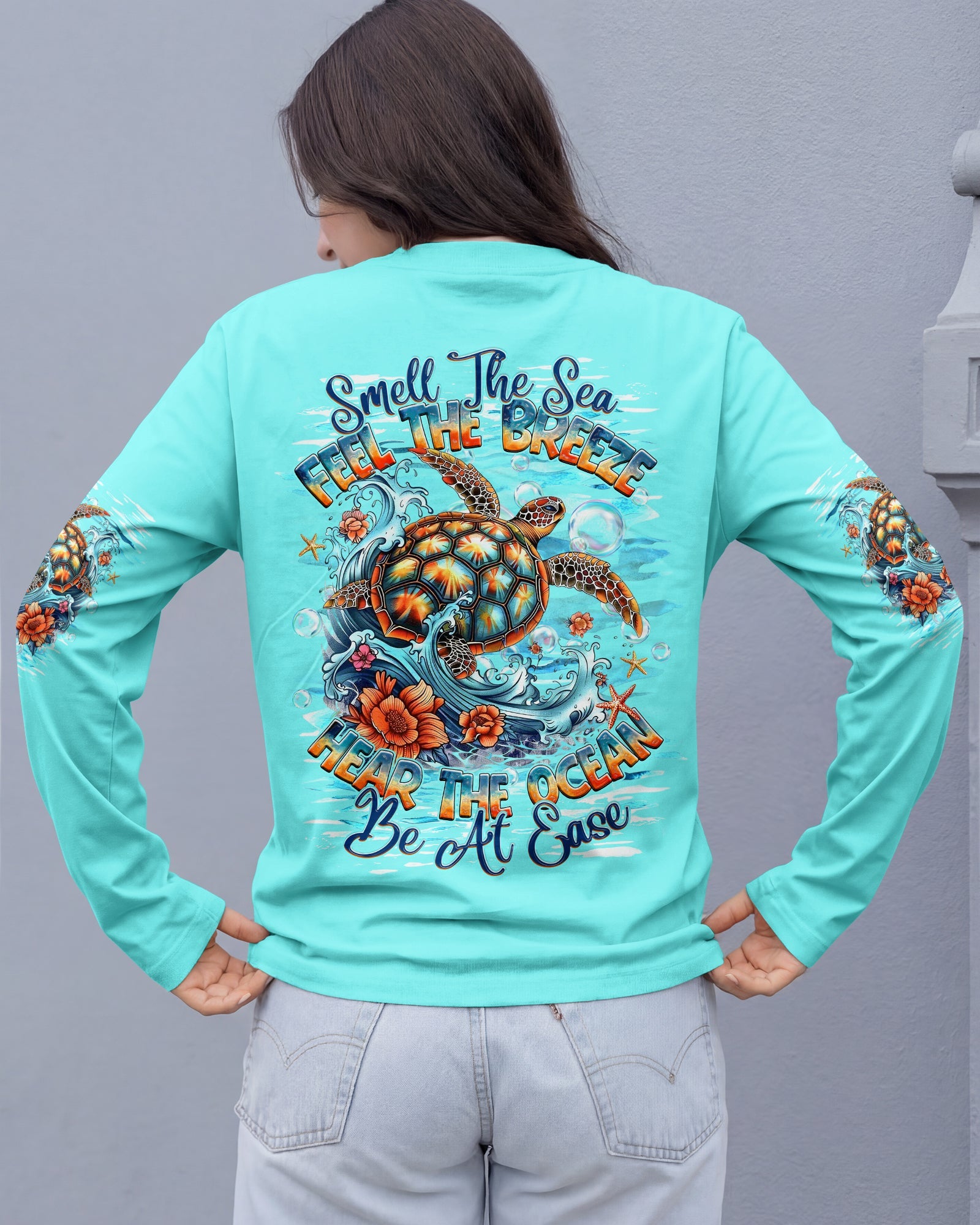 SMELL THE SEA FEEL THE BREEZE TURTLE  ALL OVER PRINT   - TLHG0406263