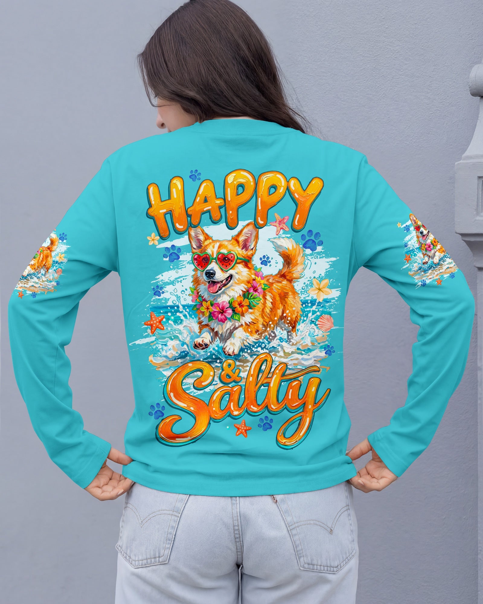 HAPPY AND SALTY CORGI DOG ALL OVER PRINT - TYQY2205261