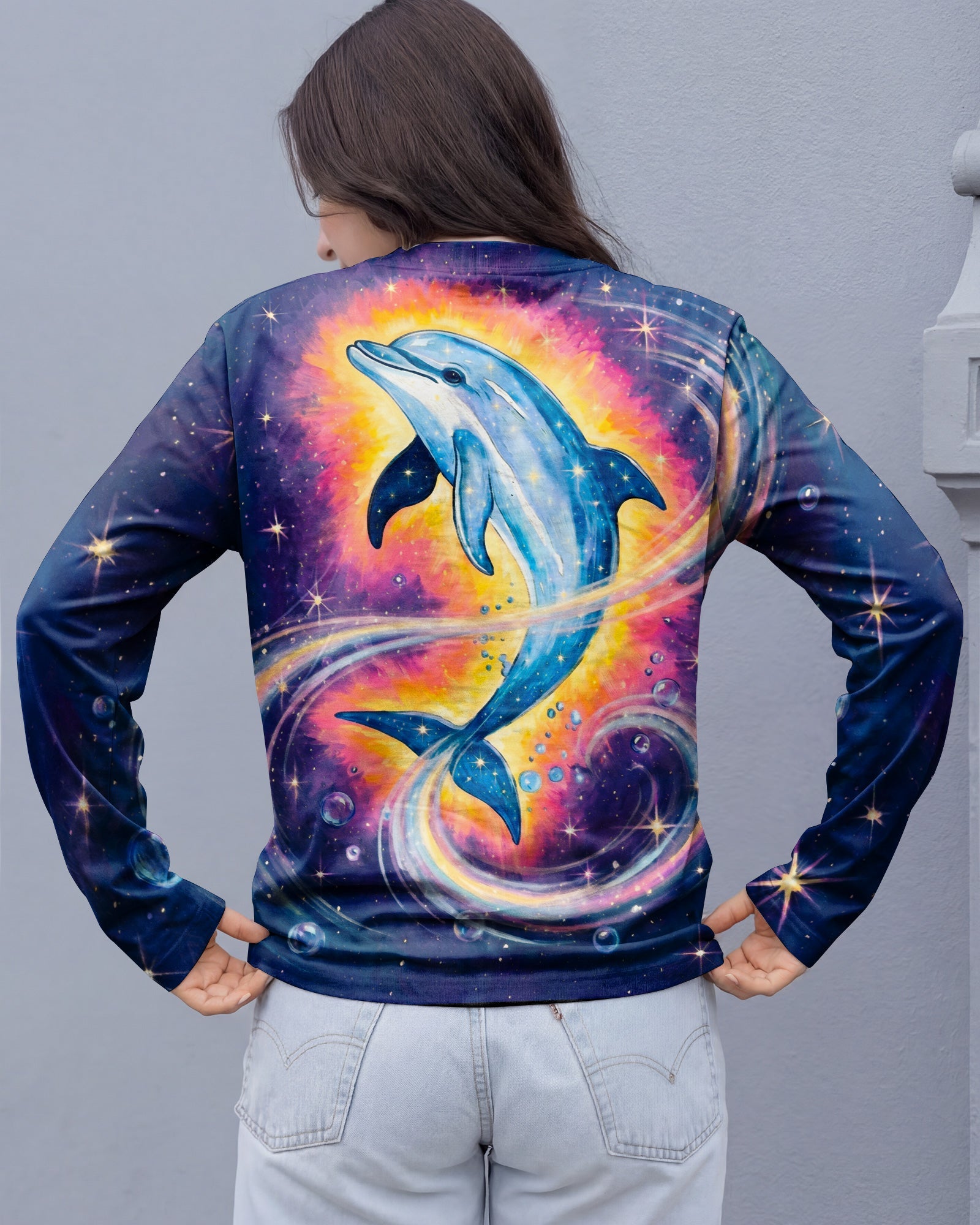 COSMIC MOON DOLPHIN GALAXY ALL OVER PRINT - RI1105263