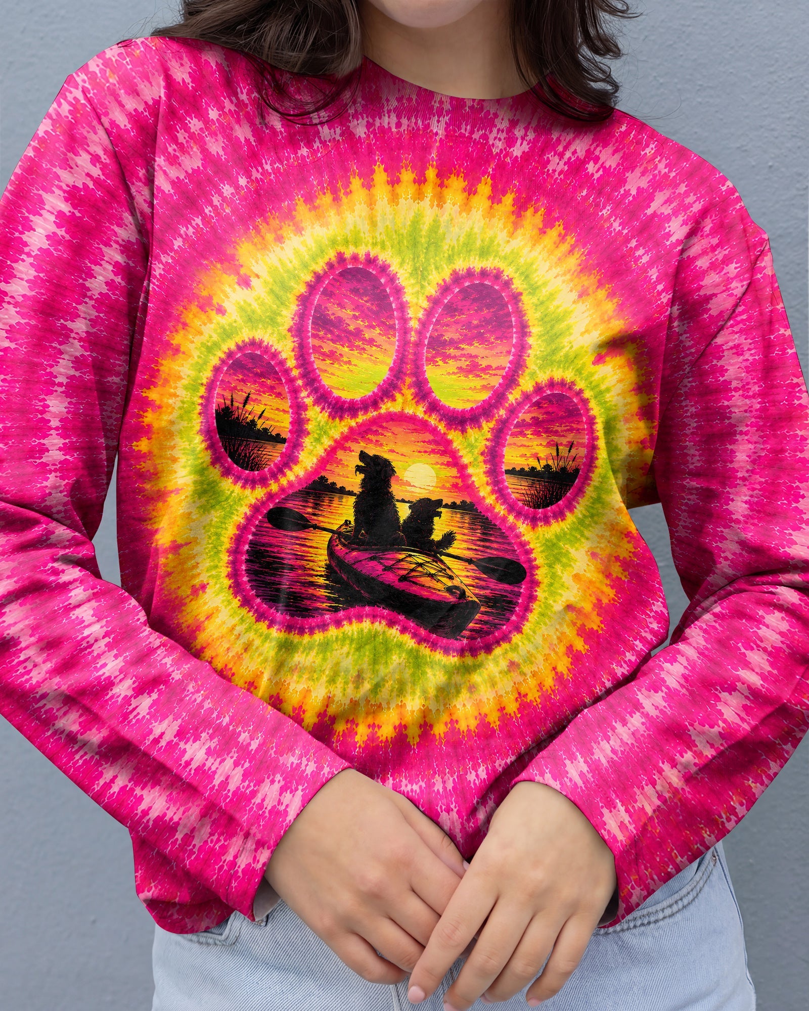 PAW PRINT KAYAK DOG SUNSET ALL OVER PRINT - TLNT0207265