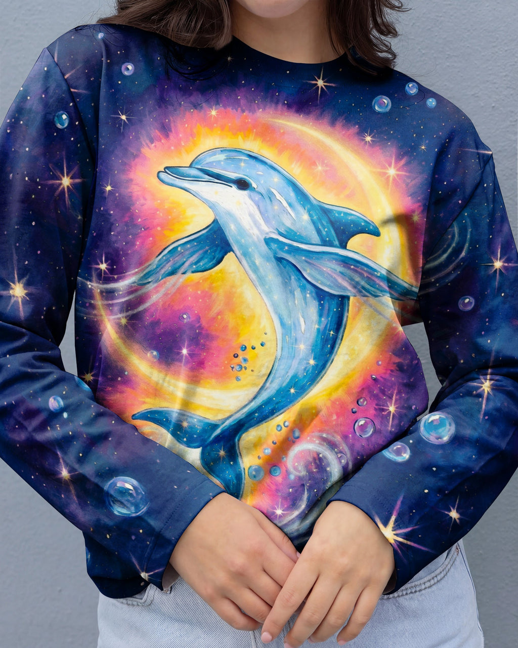 COSMIC MOON DOLPHIN GALAXY ALL OVER PRINT - RI1105263