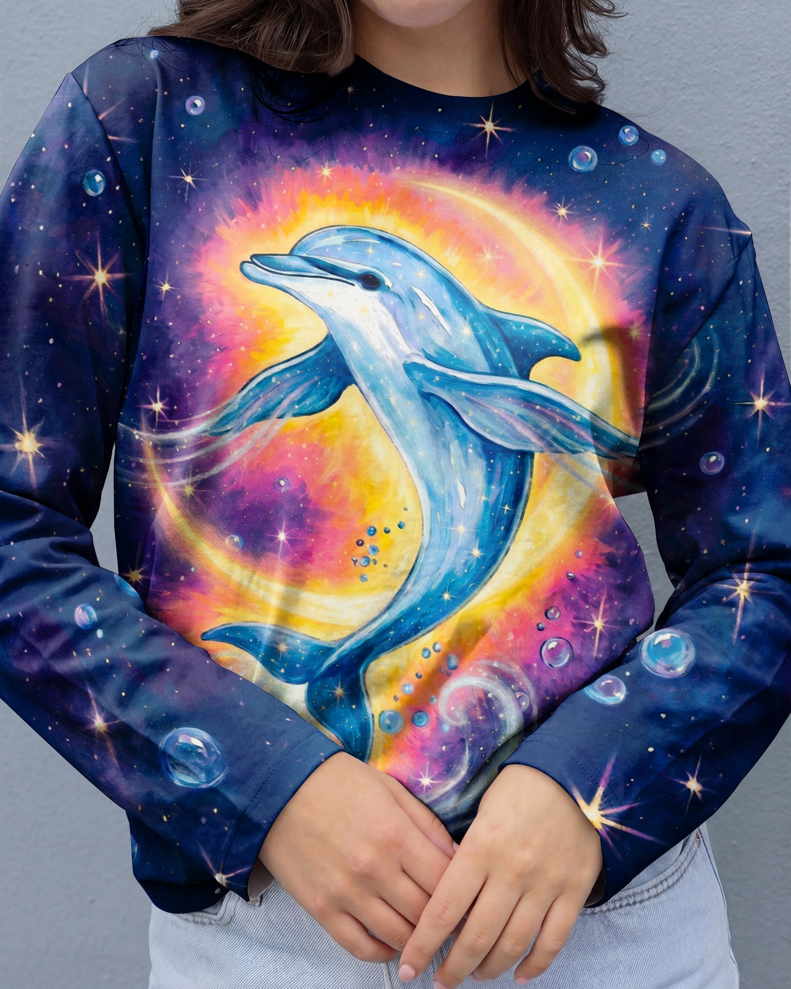 COSMIC MOON DOLPHIN GALAXY ALL OVER PRINT - RI1105263