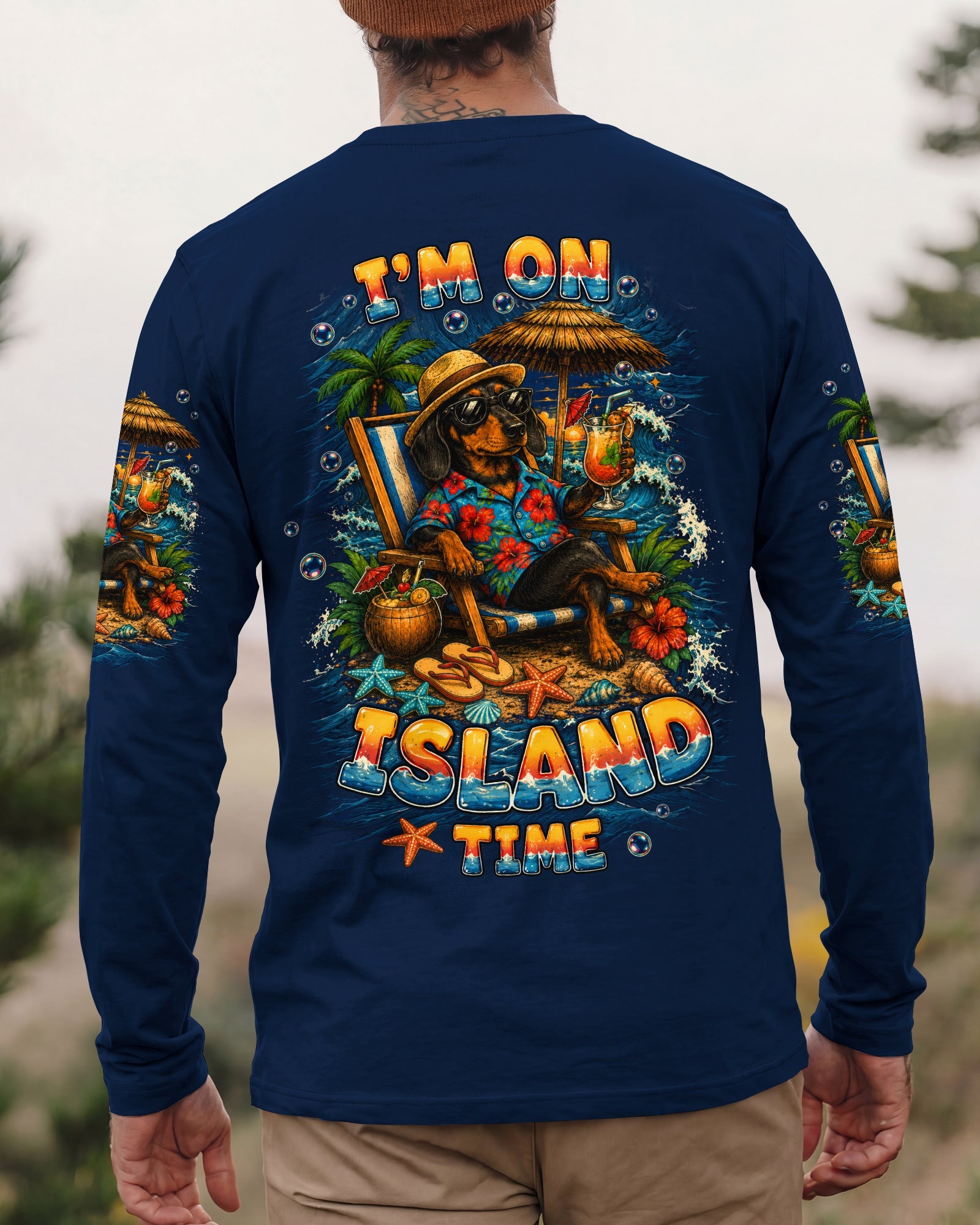 I'M ON ISLAND TIME DACHSHUND DOG ALL OVER PRINT  - TLTW0206261