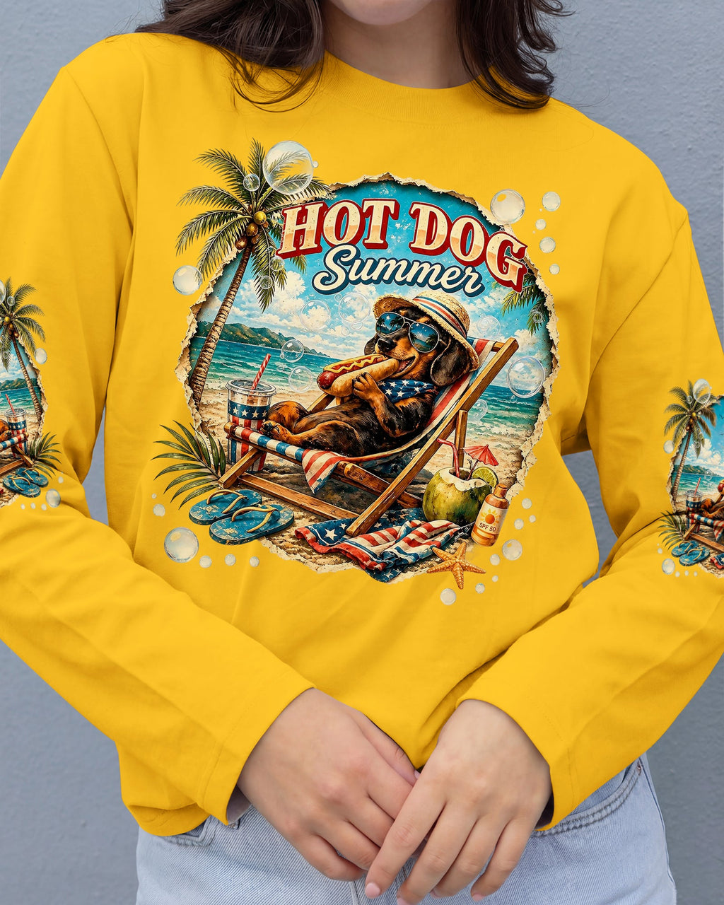 HOT DOG SUMMER DACHSHUND DOG ALL OVER PRINT  - TLHG0605261