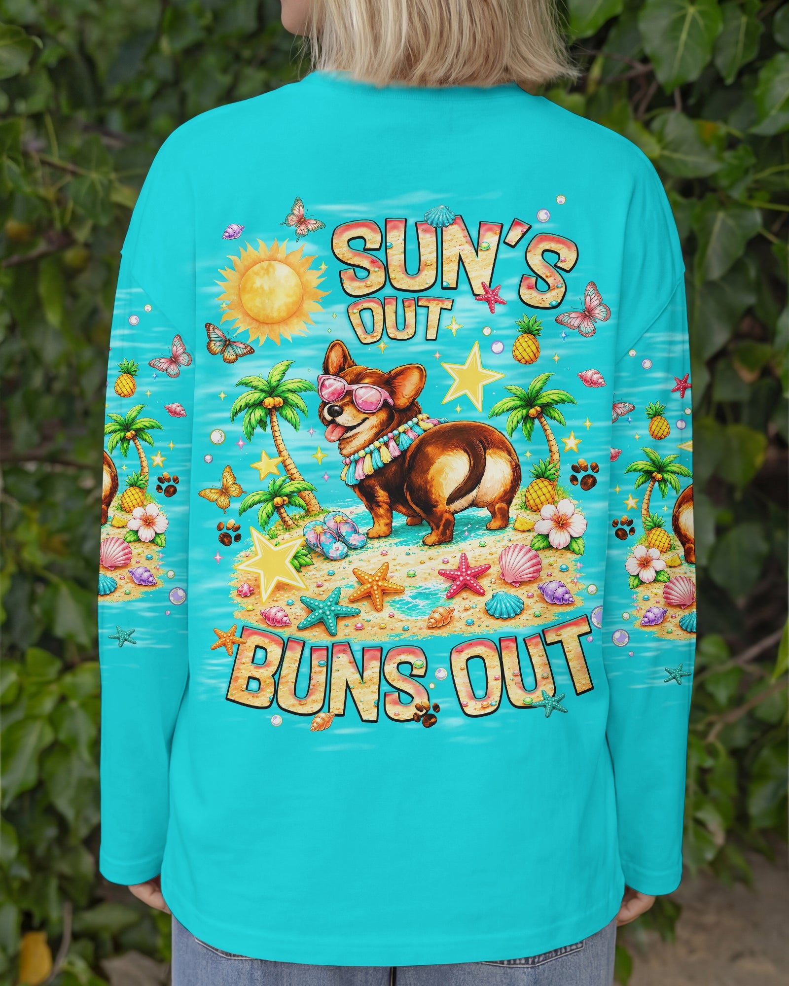 SUN'S OUT BUNS OUT CORGI  DOG ALL OVER PRINT   - TLNT0906252