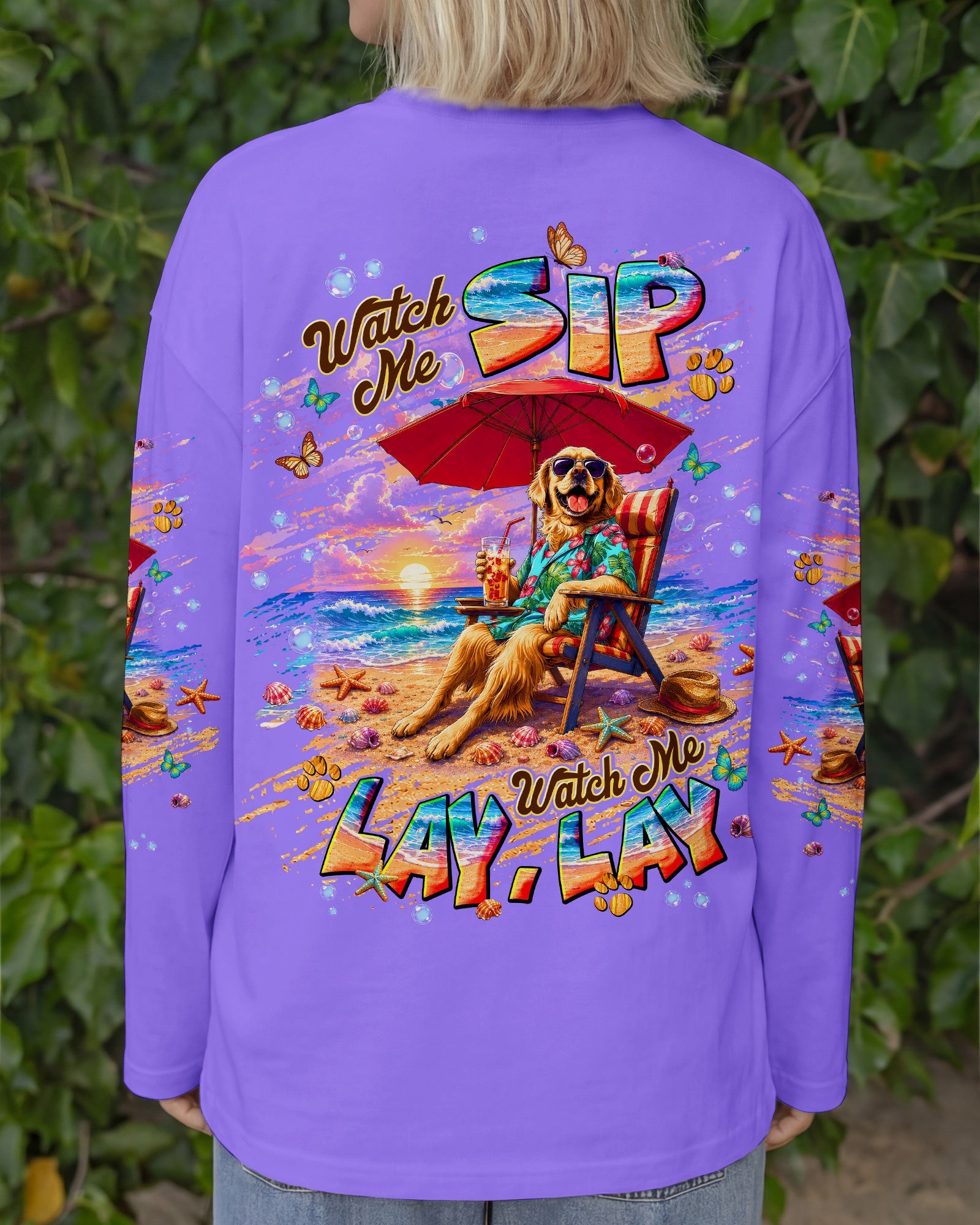 WATCH ME SIP GOLDEN RETRIEVER  DOG ALL OVER PRINT  - TLNT2605263