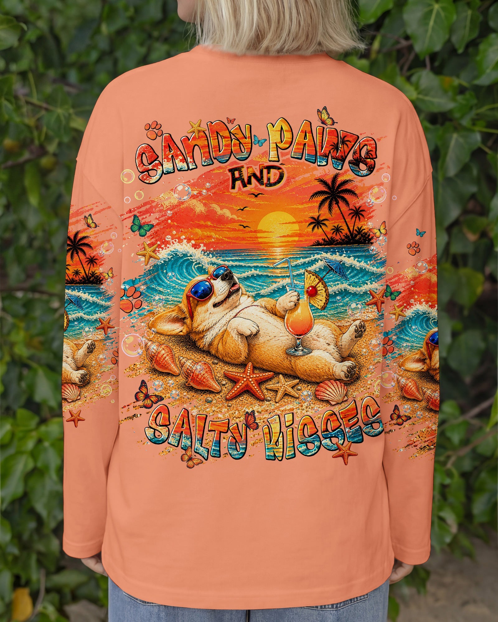 SANDY PAWS AND SALTY KISSES CORGI DOG ALL OVER PRINT  - TLNT1805263