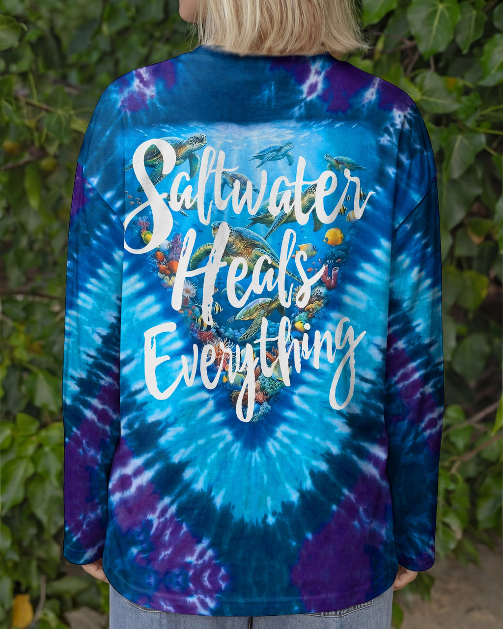 SALTWATER HEALS EVERYTHING OCEAN BLUE TURTLE BURST ALL OVER PRINT - TY0906261