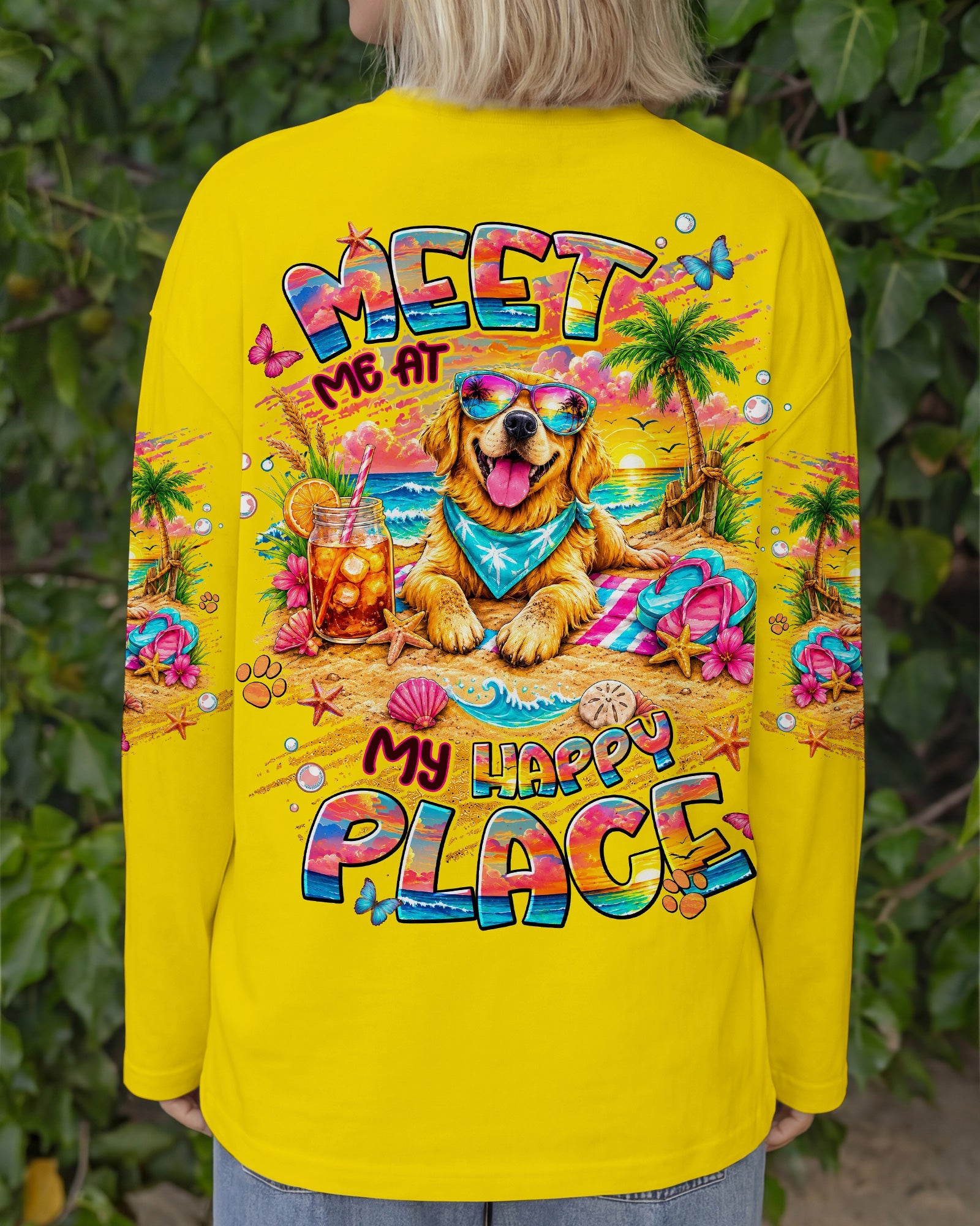 MEET ME AT MY HAPPY PLACE GOLDEN RETRIEVER DOG ALL OVER PRINT - TLNT2105261