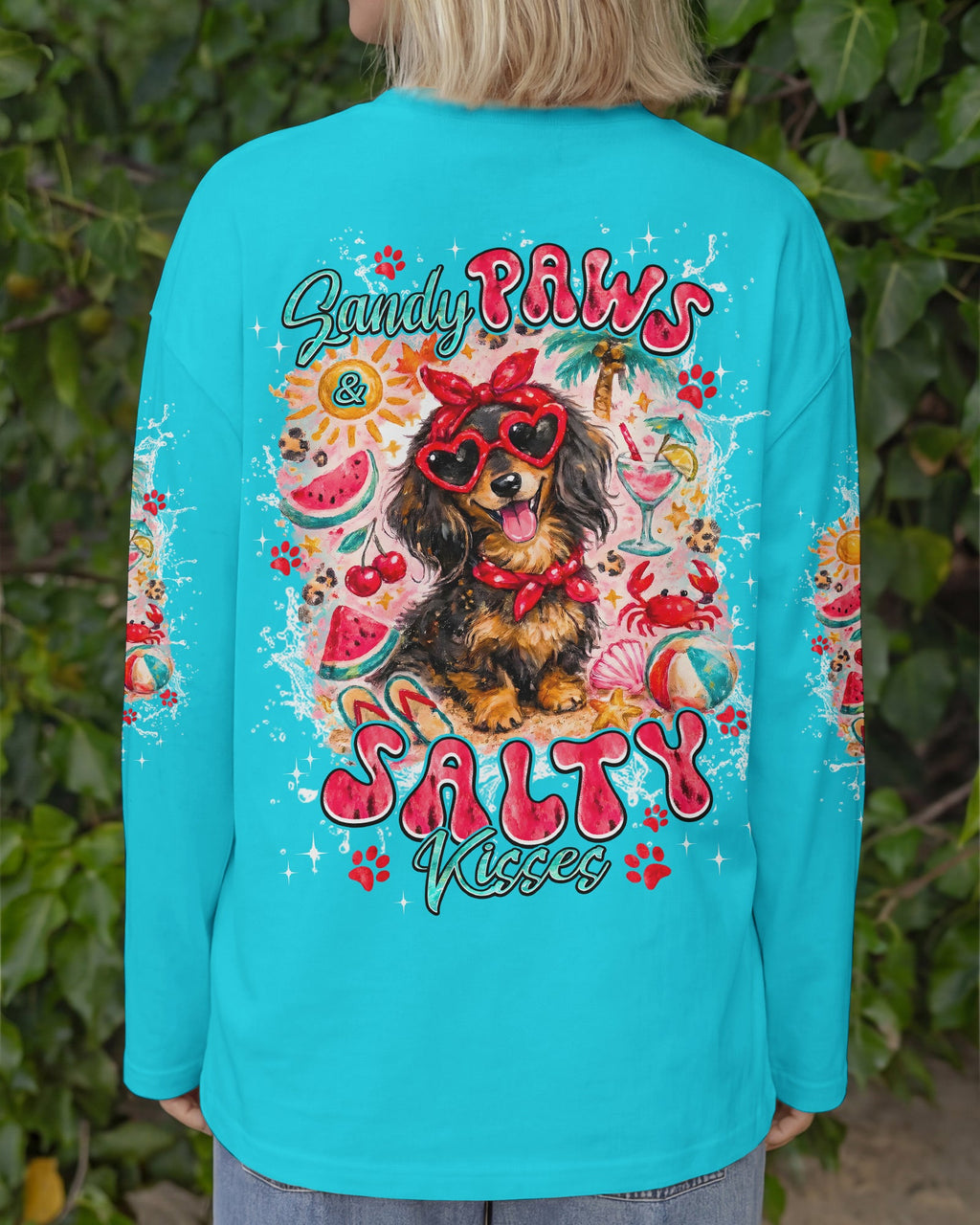 SANDY PAWS AND SALTY KISSES DACHSHUND ALL OVER PRINT - TYPQ2505262