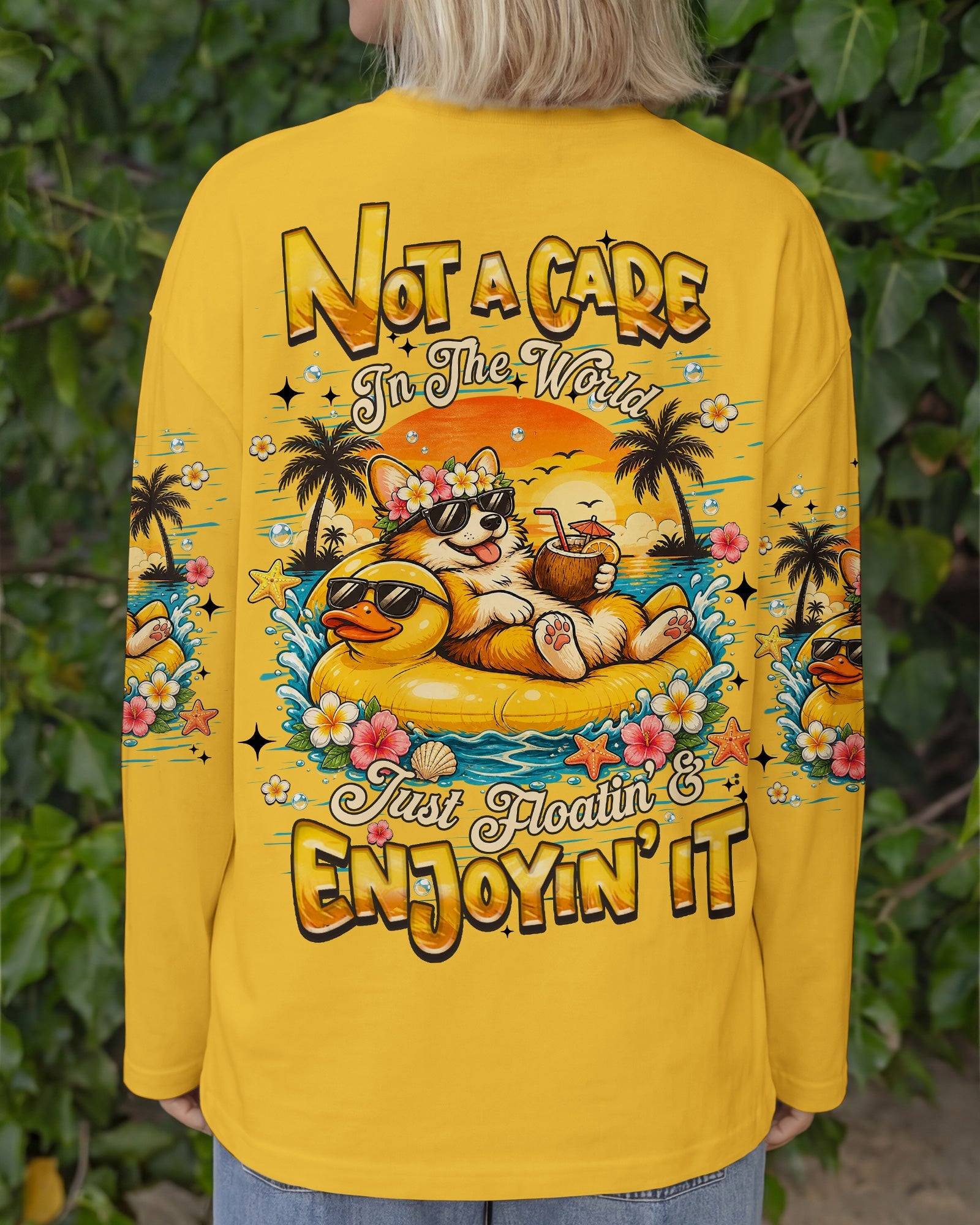 NOT A CARE IN THE WORLD CORGI DOG  ALL OVER PRINT  - TLHN0405263