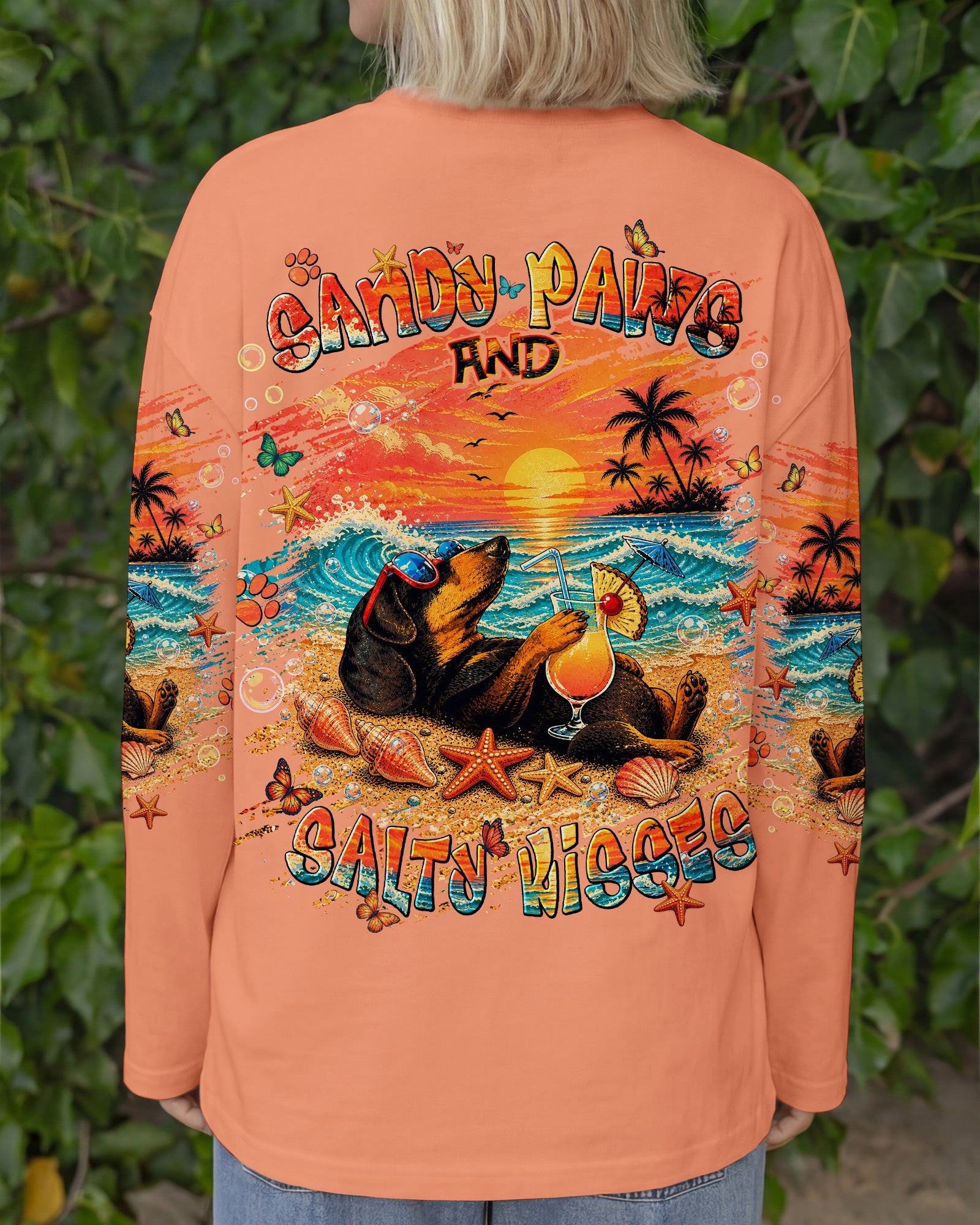 SANDY PAWS AND SALTY KISSES DACHSHUND DOG  ALL OVER PRINT  - TLNT0605263